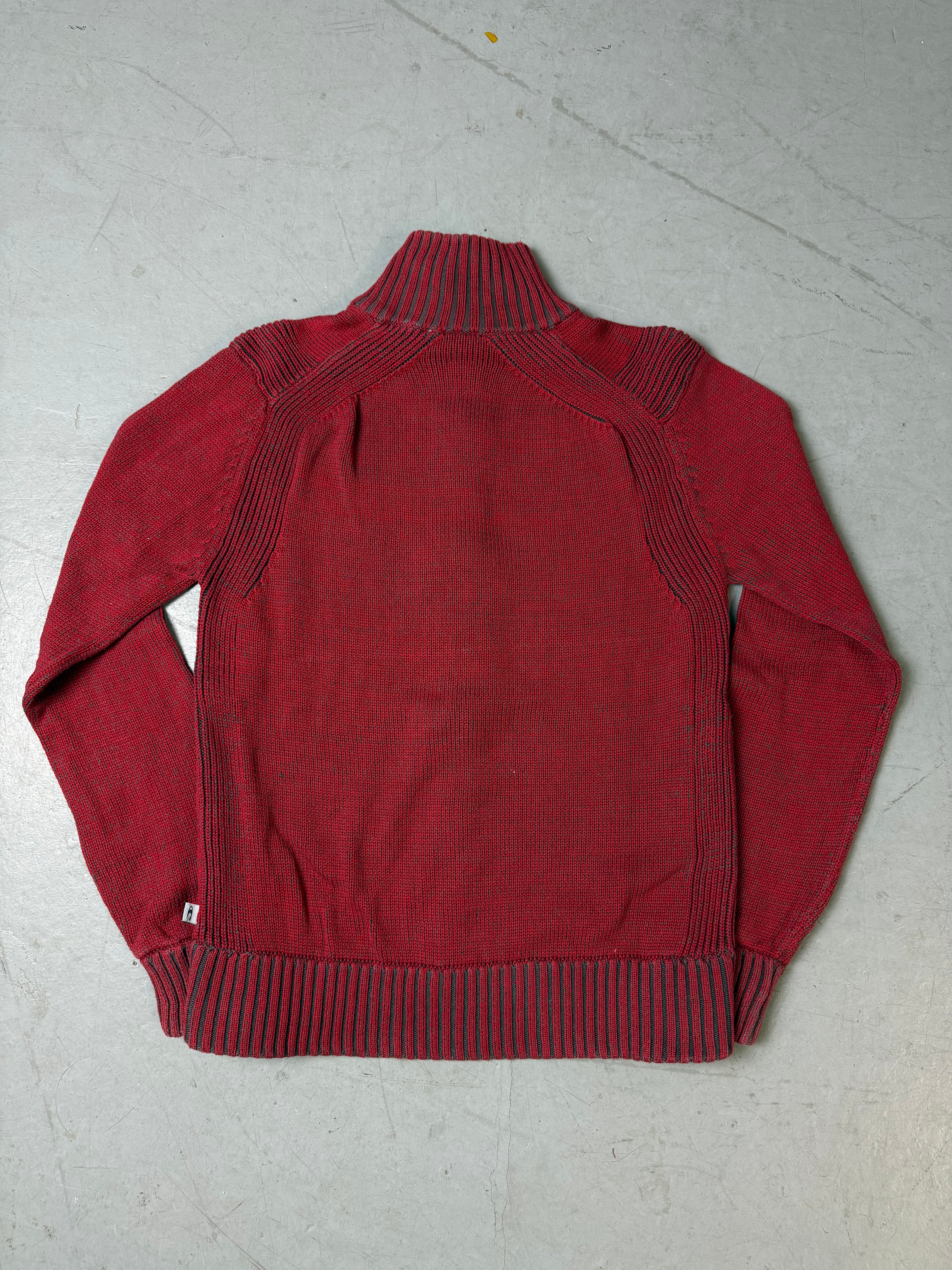 Vintage O Neill Red Knit Zip Up M