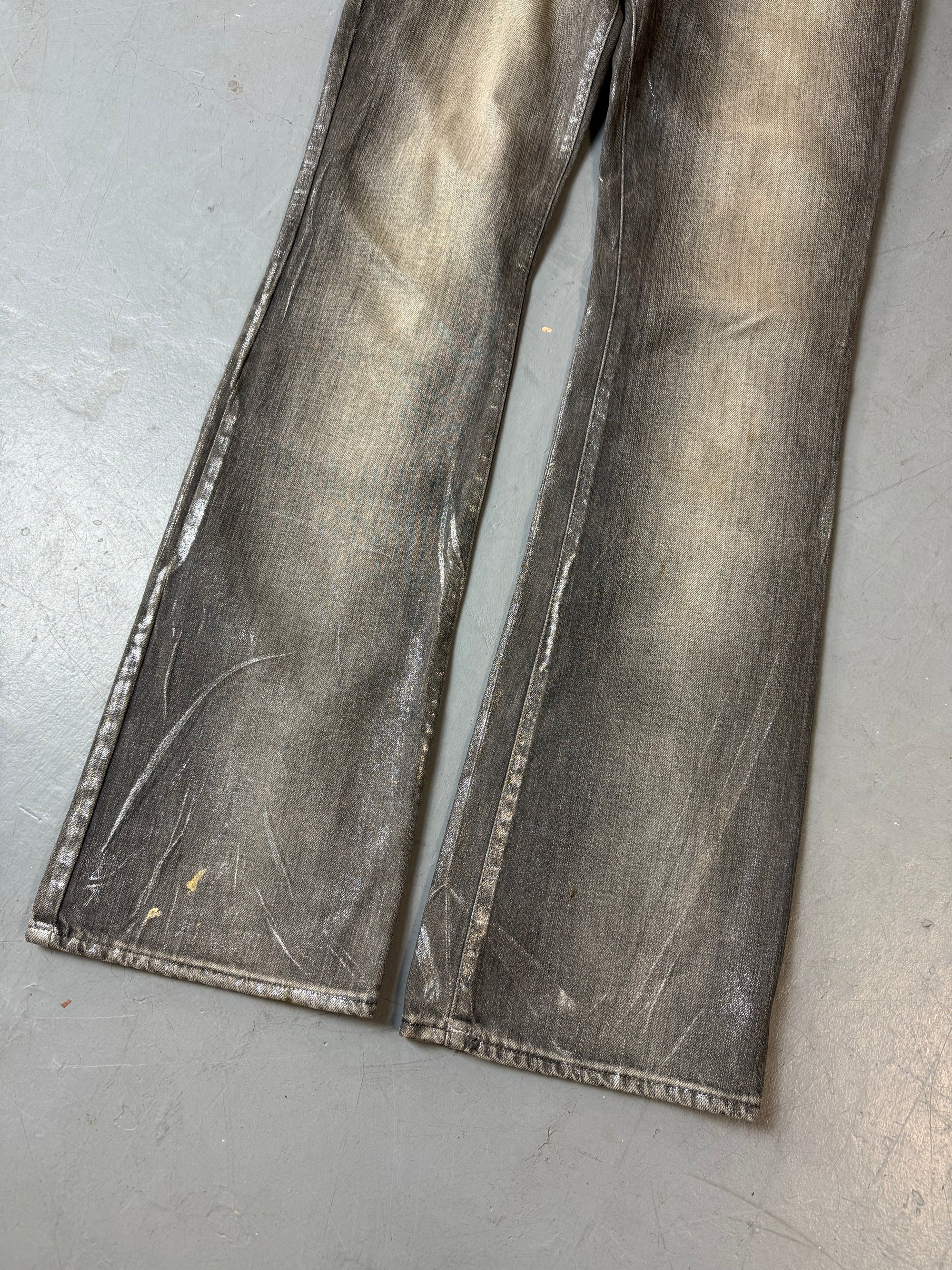 Vintage just cavalli low waist shimmery gold silver bootcut denim Y2K