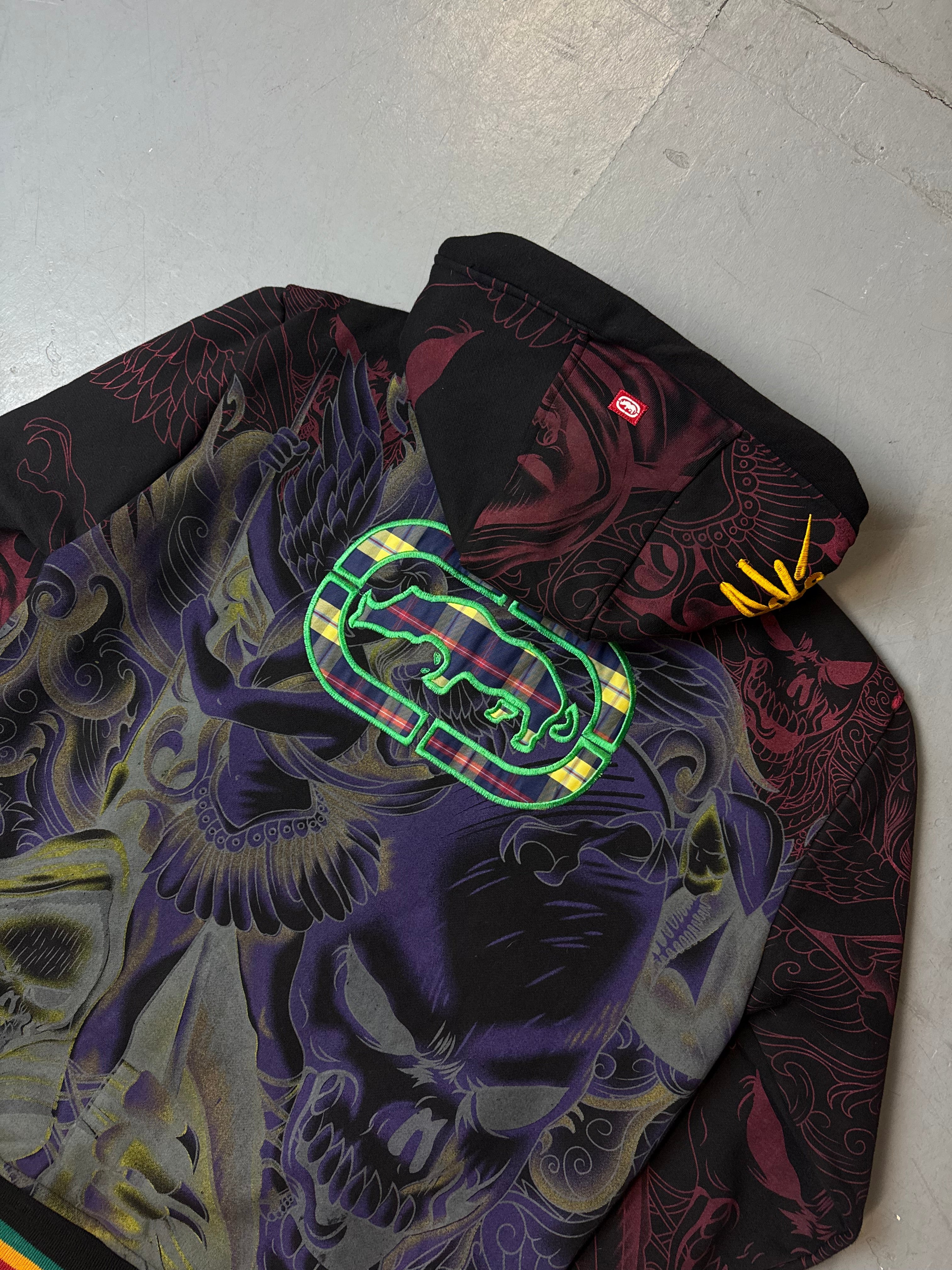 Vintage Ecko Unltd. Grafischer Zip Up Hoodie für Herren. Y2K Second Hand 2000s Fashion 