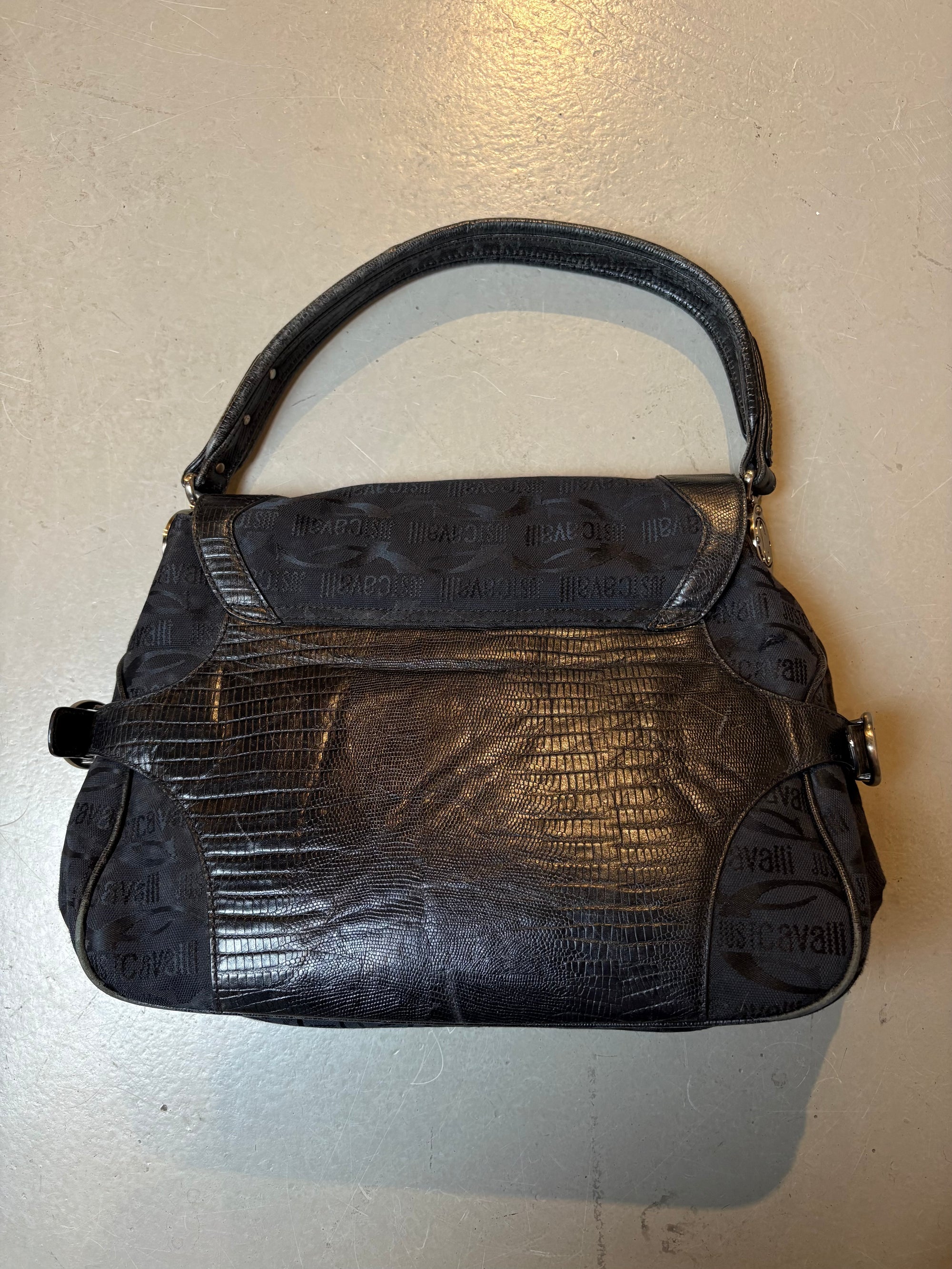 Vintage Just Cavalli Black Bag with Silver Details