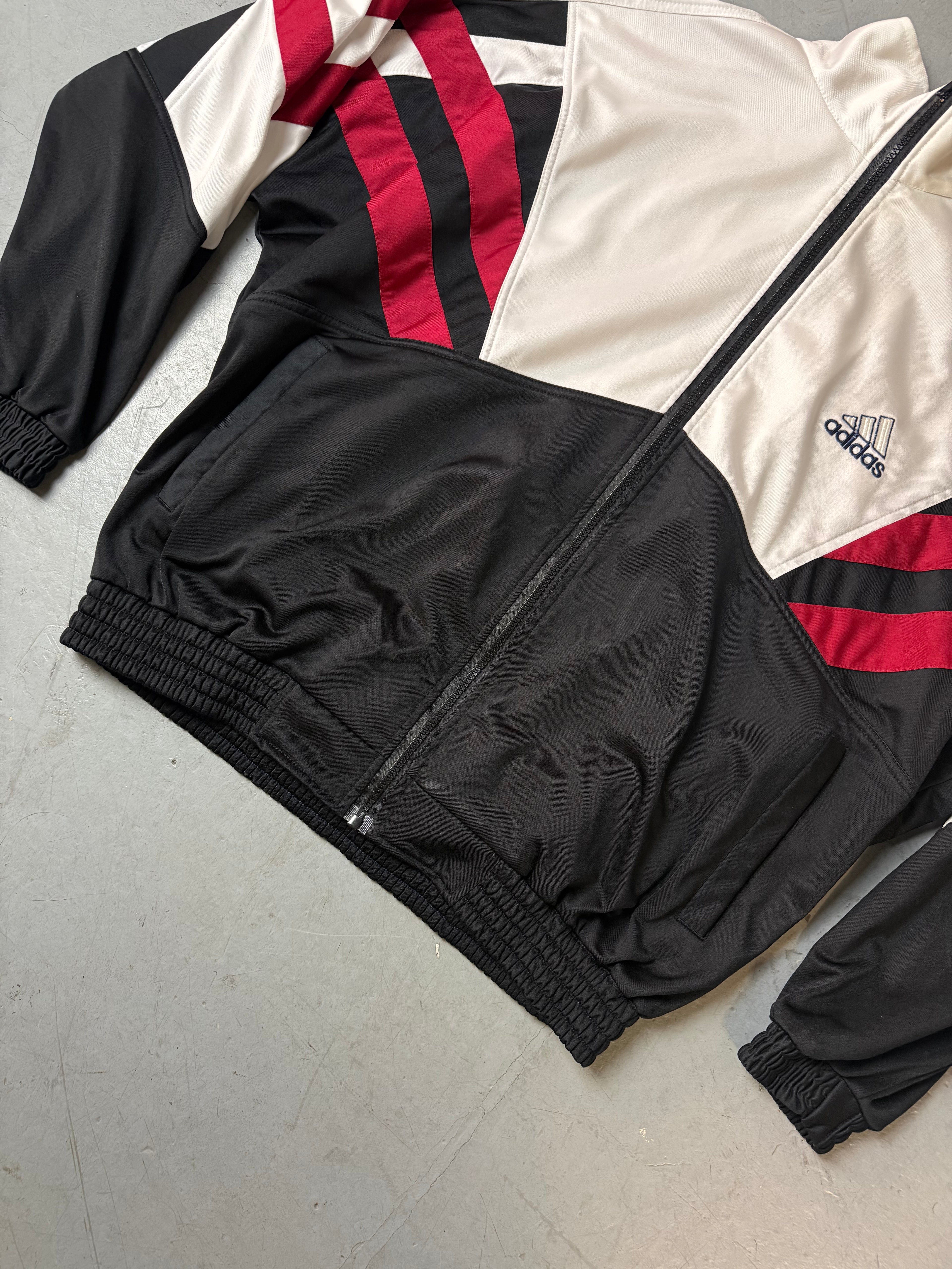 Vintage Adidas White and Black Trackjacket XL