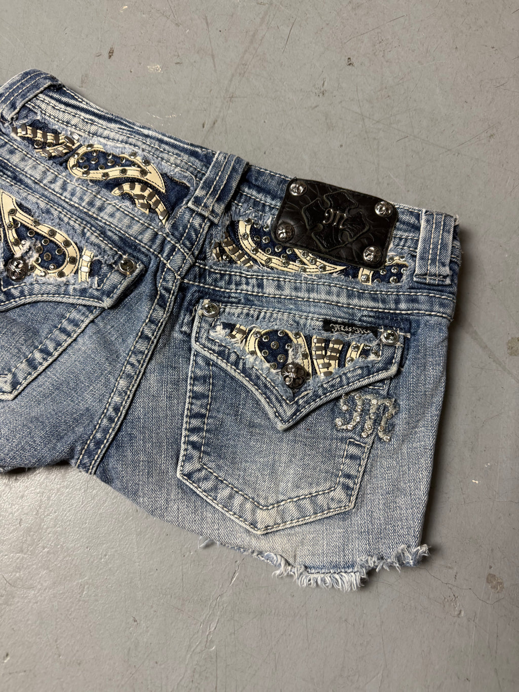 Vintage Miss Me Y2K Hot Pants with Rhinestone Backprint S