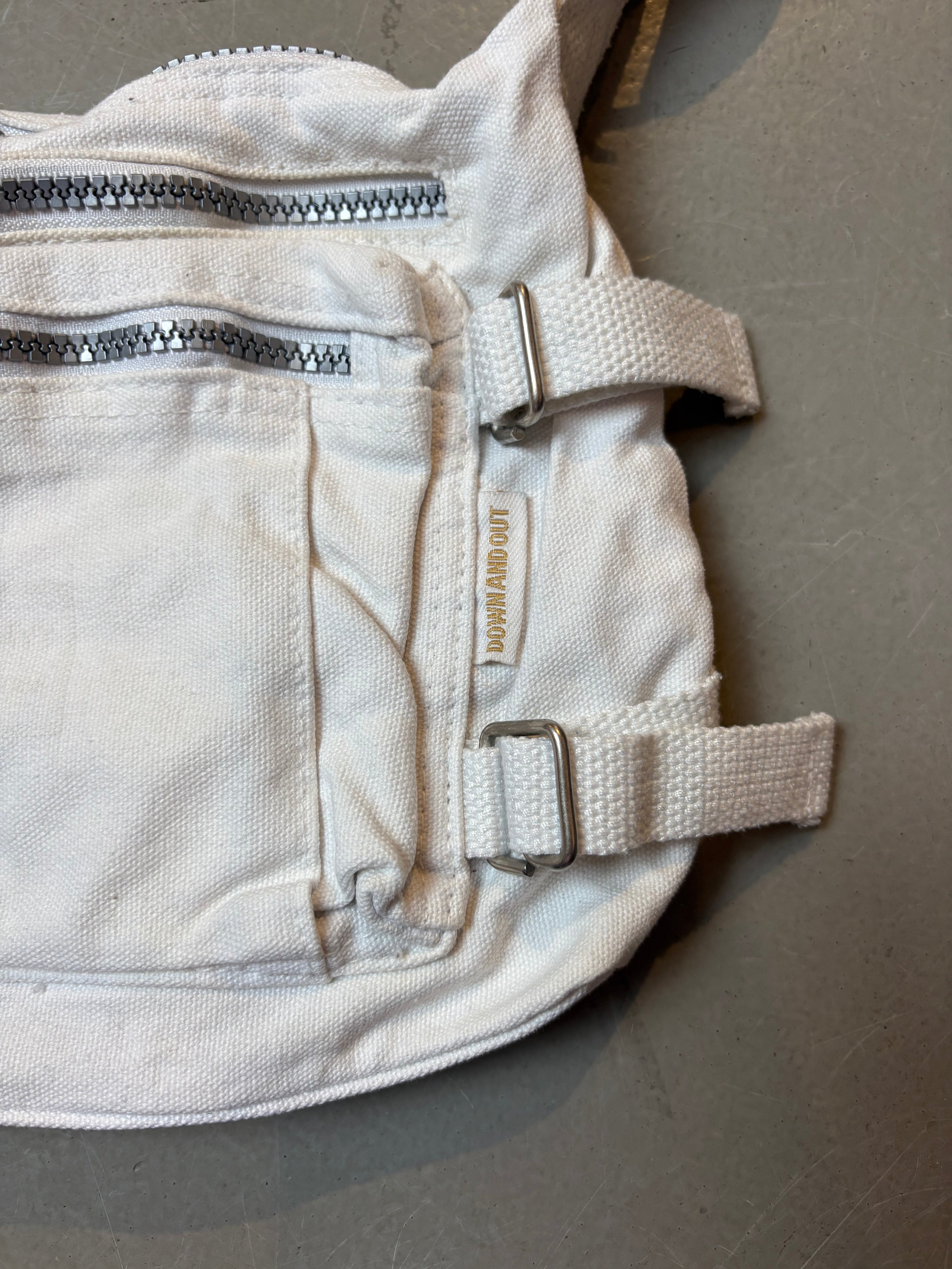 Vintage White Multi Zip Crossbody Bag