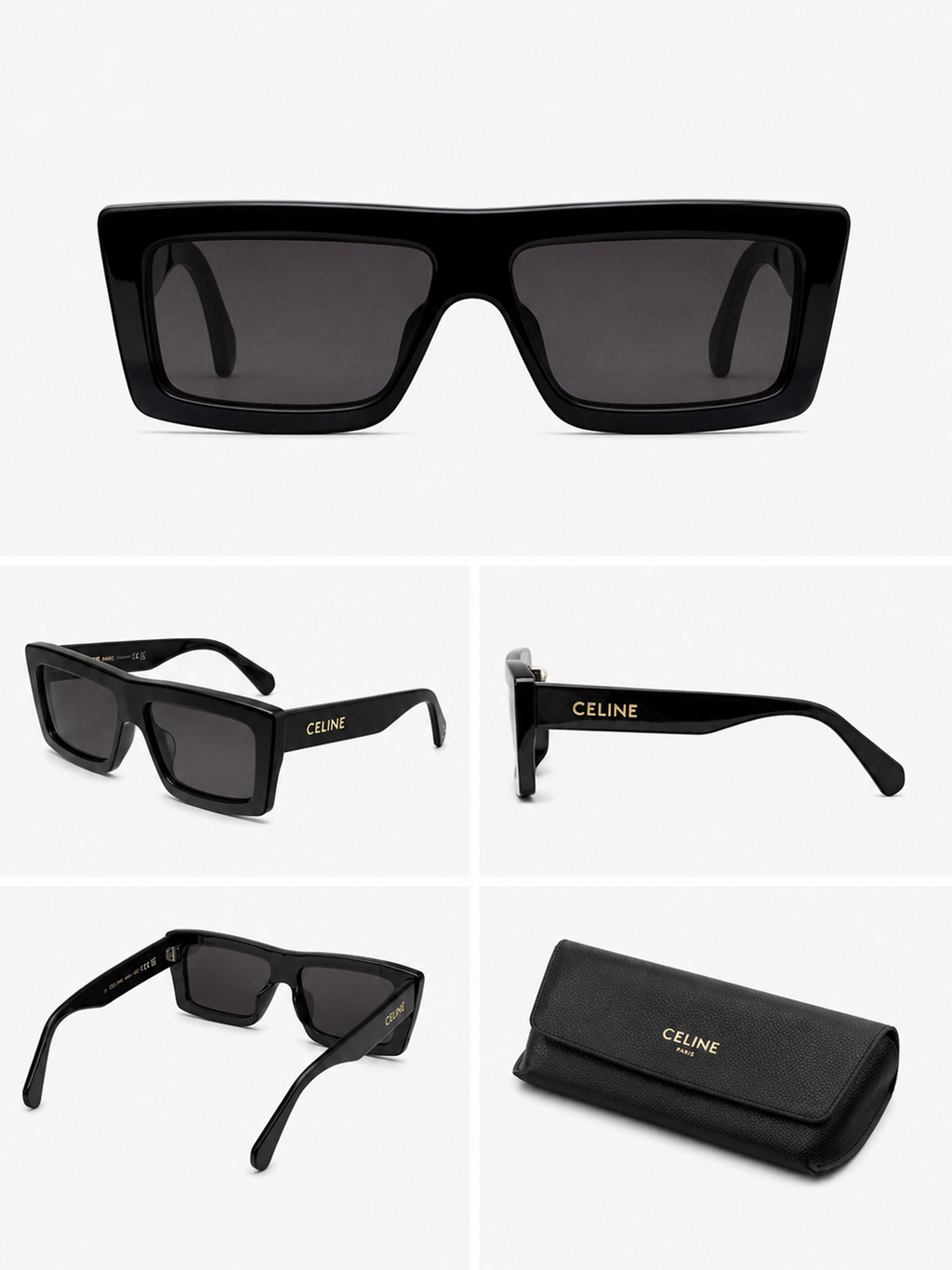 Celine Black Rectangle Sunglasses