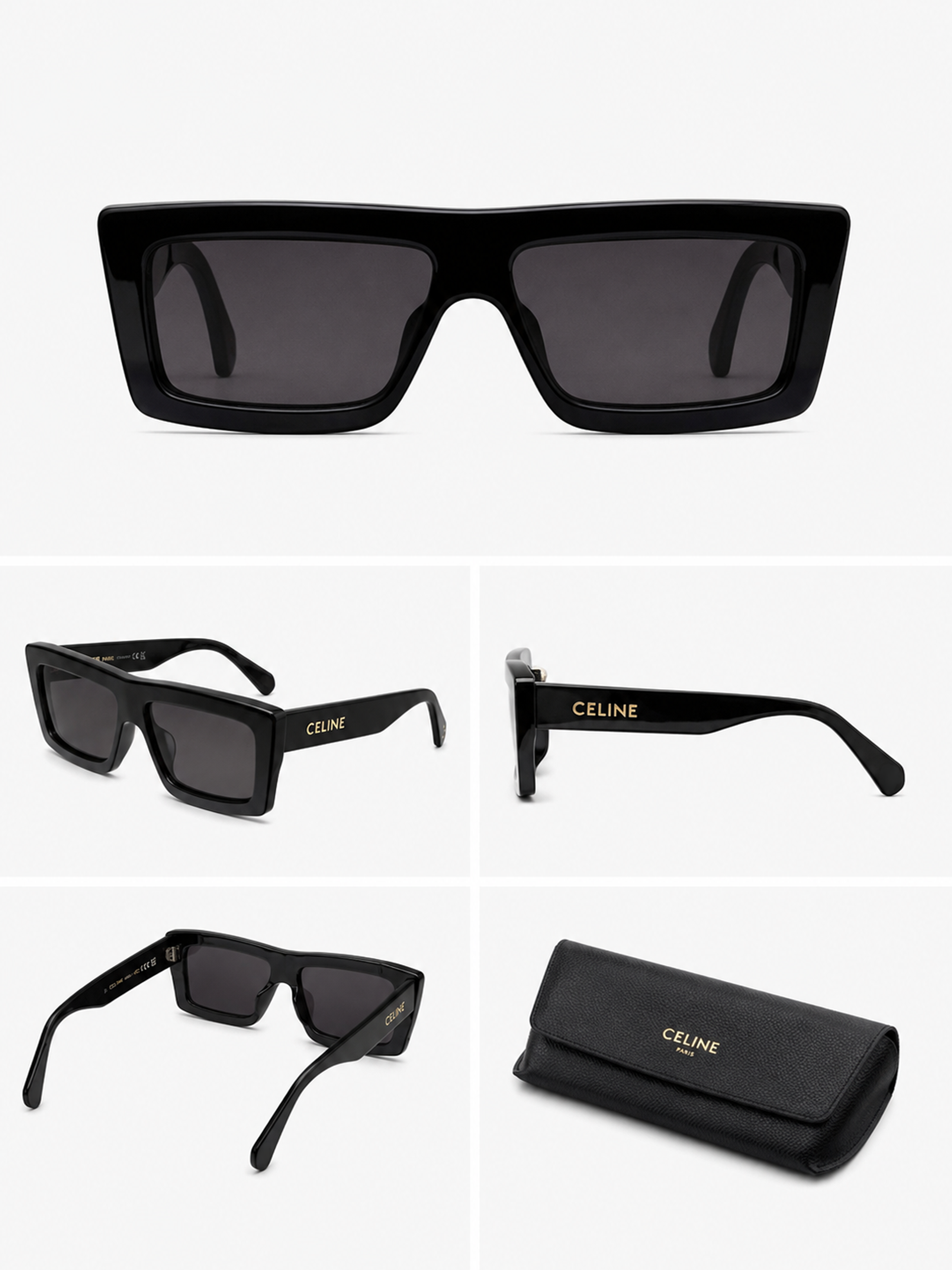 Celine Black Rectangle Sunglasses