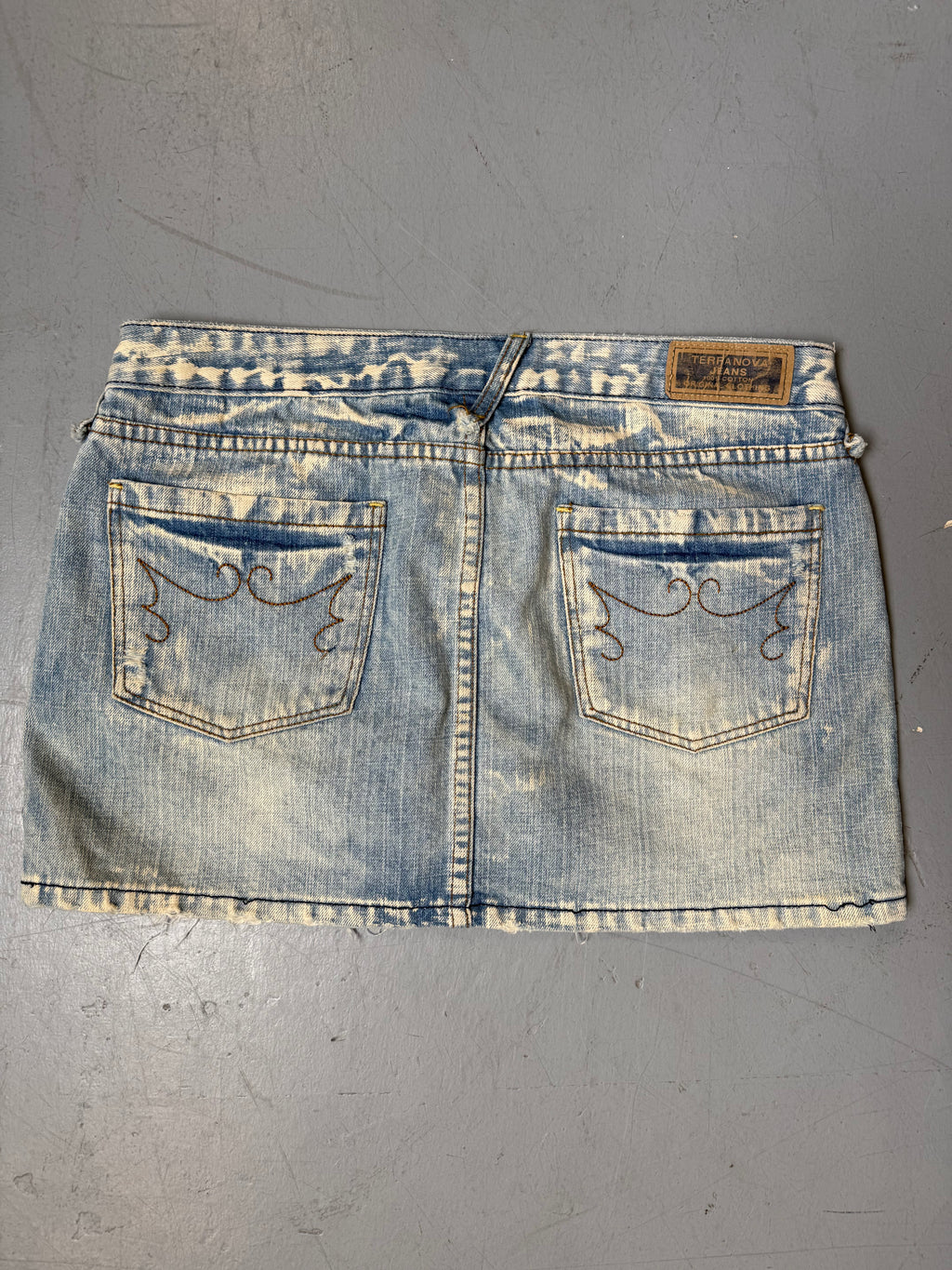 Vintage Bleach Washed Denim Mini Skirt M