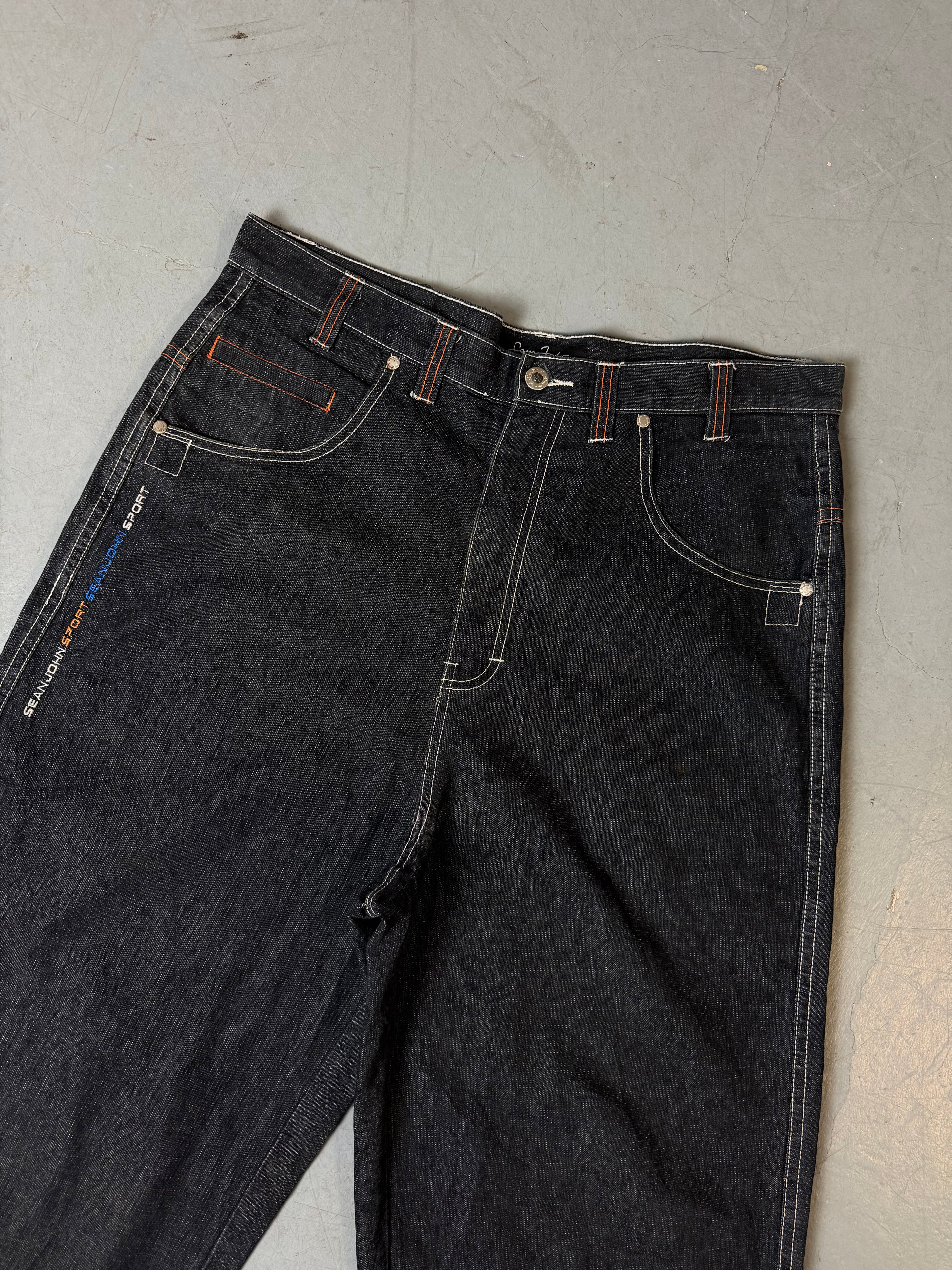 Vintage Sean John Black Grey Baggy Denim Jeans L