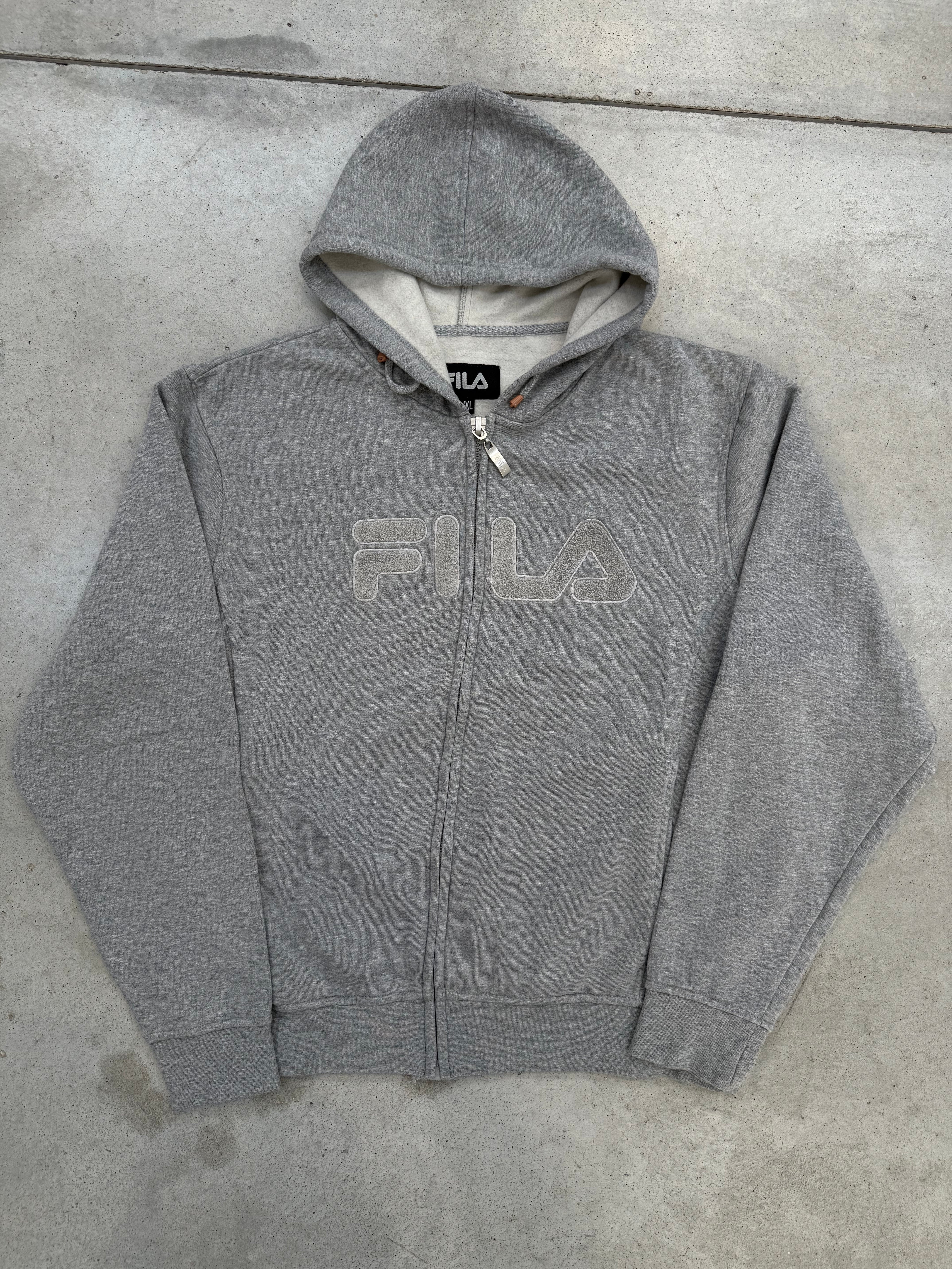 Vintage Fila Grey Zip Up Hoodie L/XL