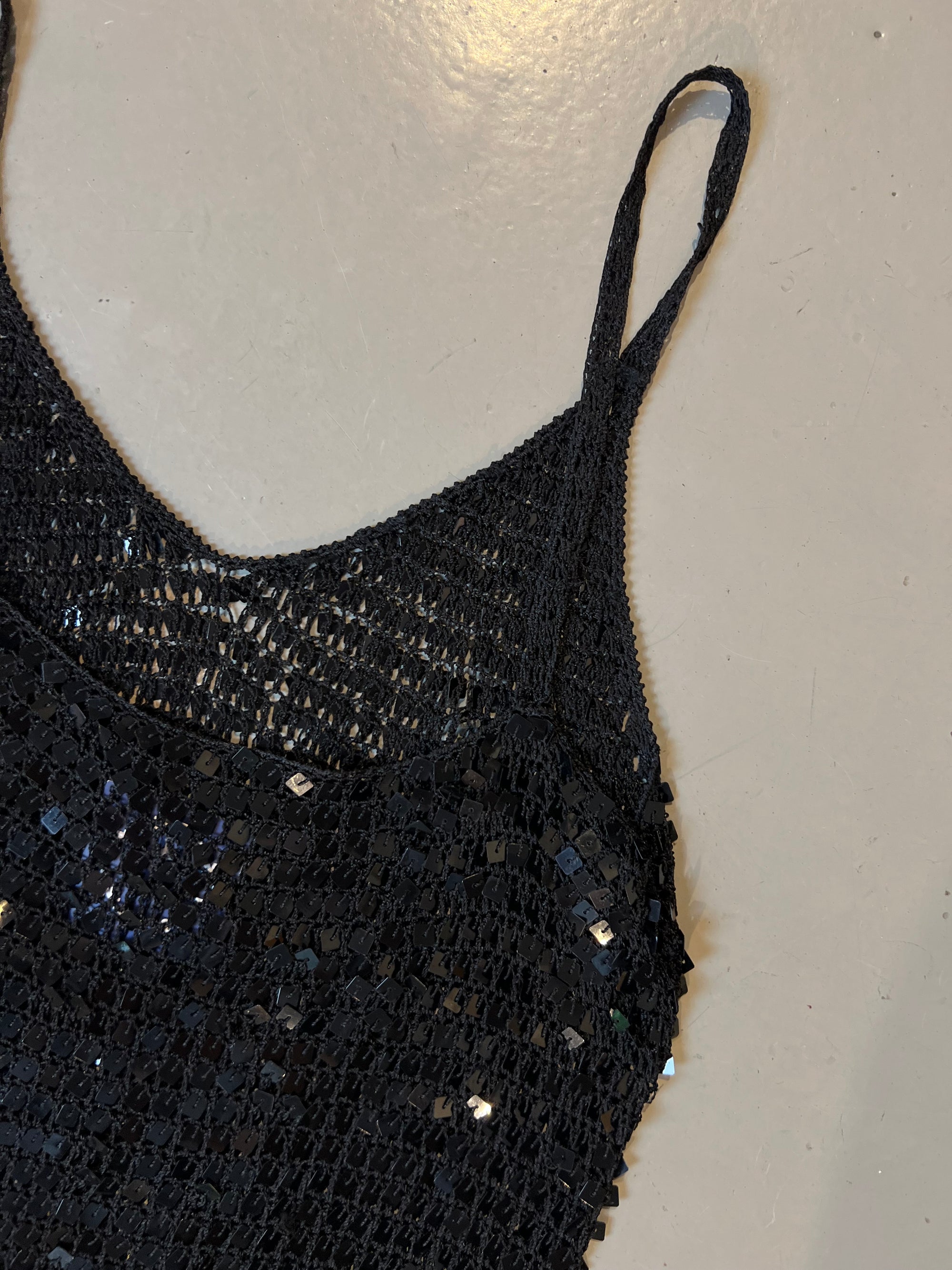 Vintage Y2K Black Glitter Top S/M