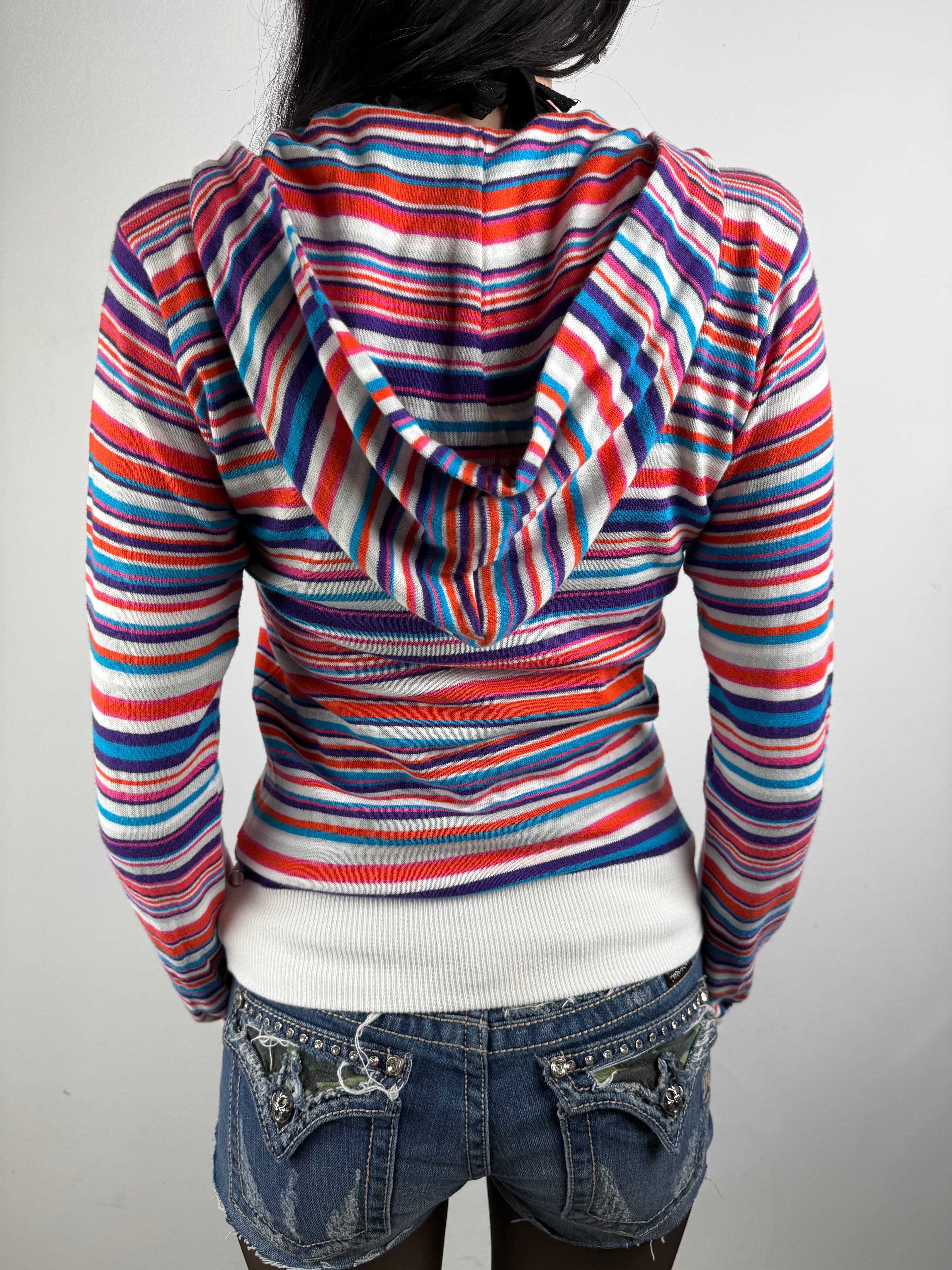 Vintage Converse Colorful Striped Zip Hoodie S/M