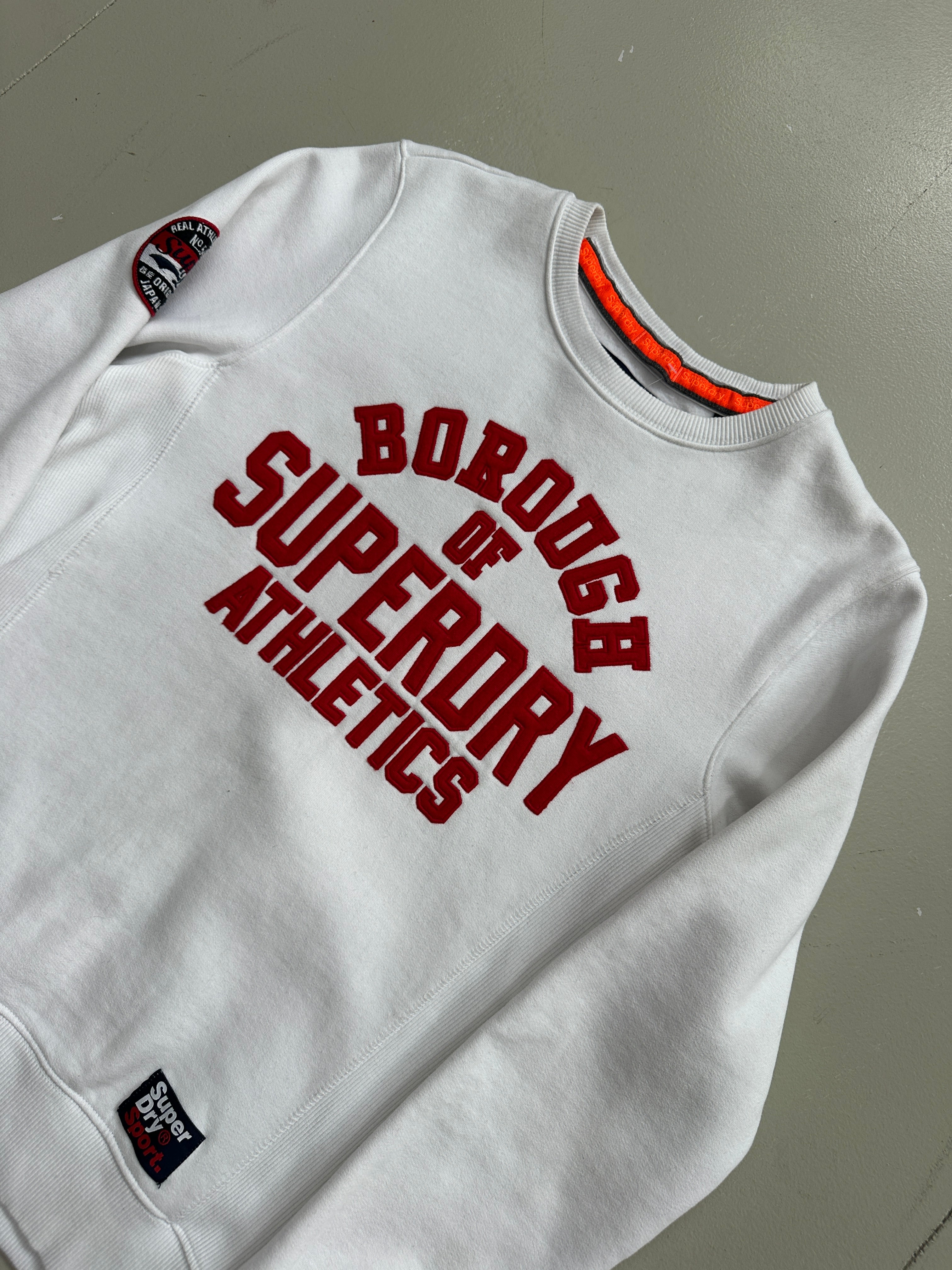 Vintage Superdry White and Red Sweater M