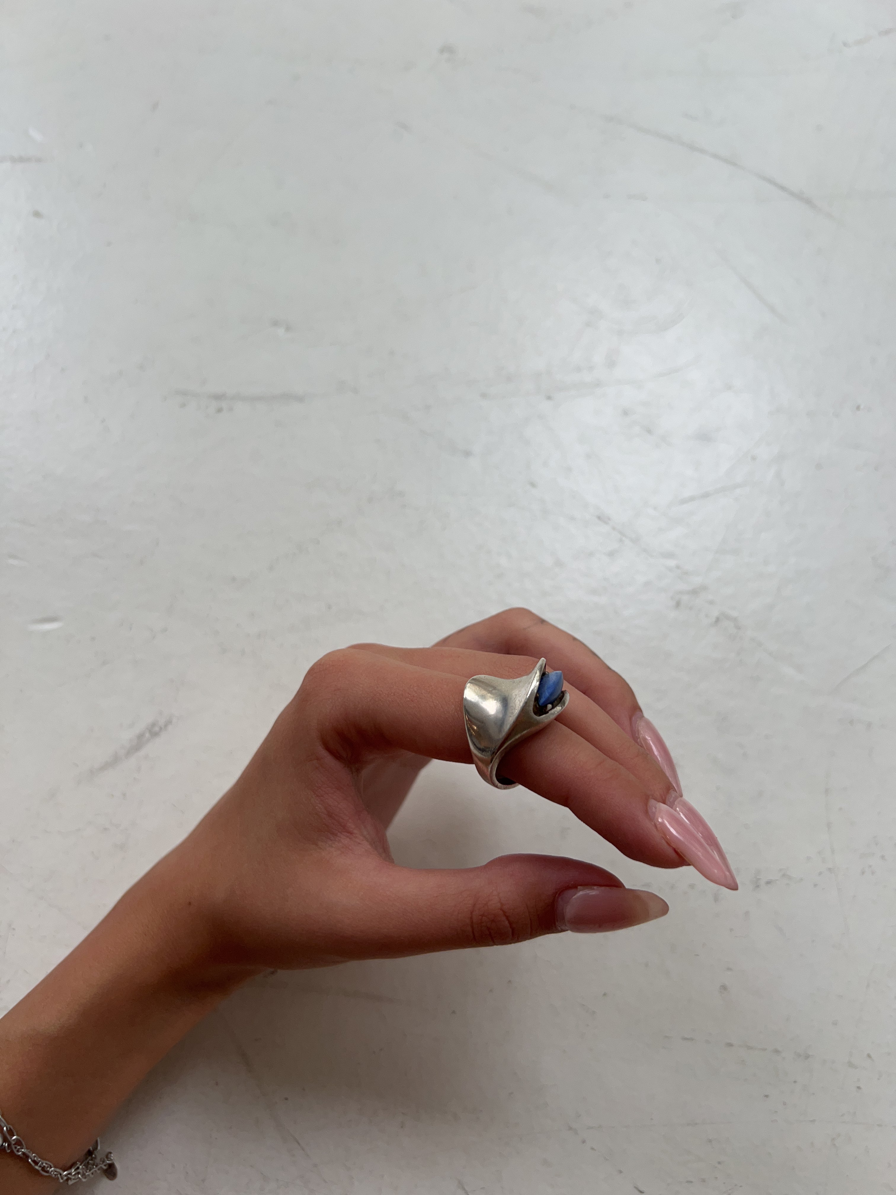 Vintage 925 Silber Ring mit Blauem Stein