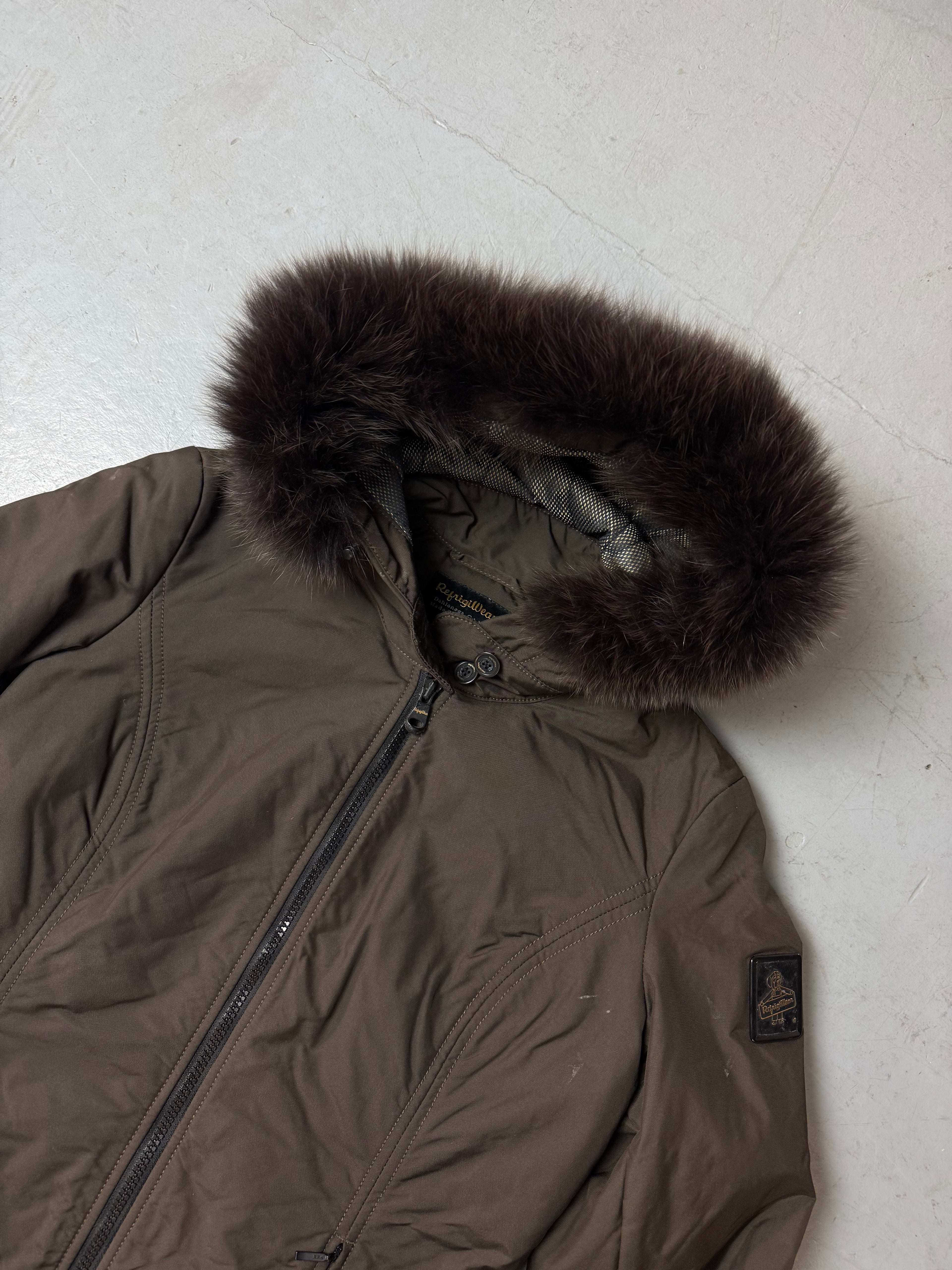 Vintage Refrigiwear Brown Jacket with Fur Hood S/M