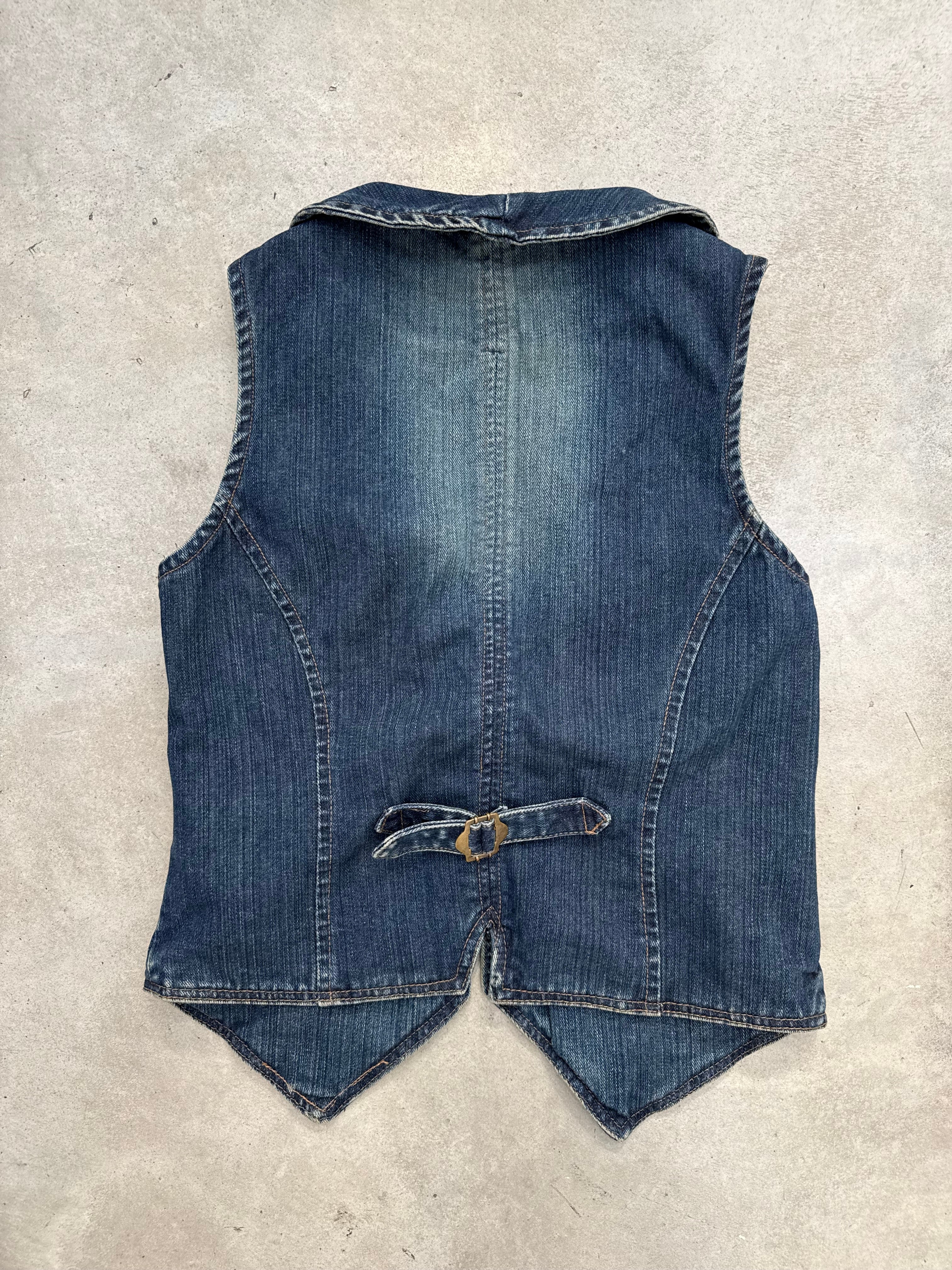 Vintage Cropped Denim Button Up Top S
