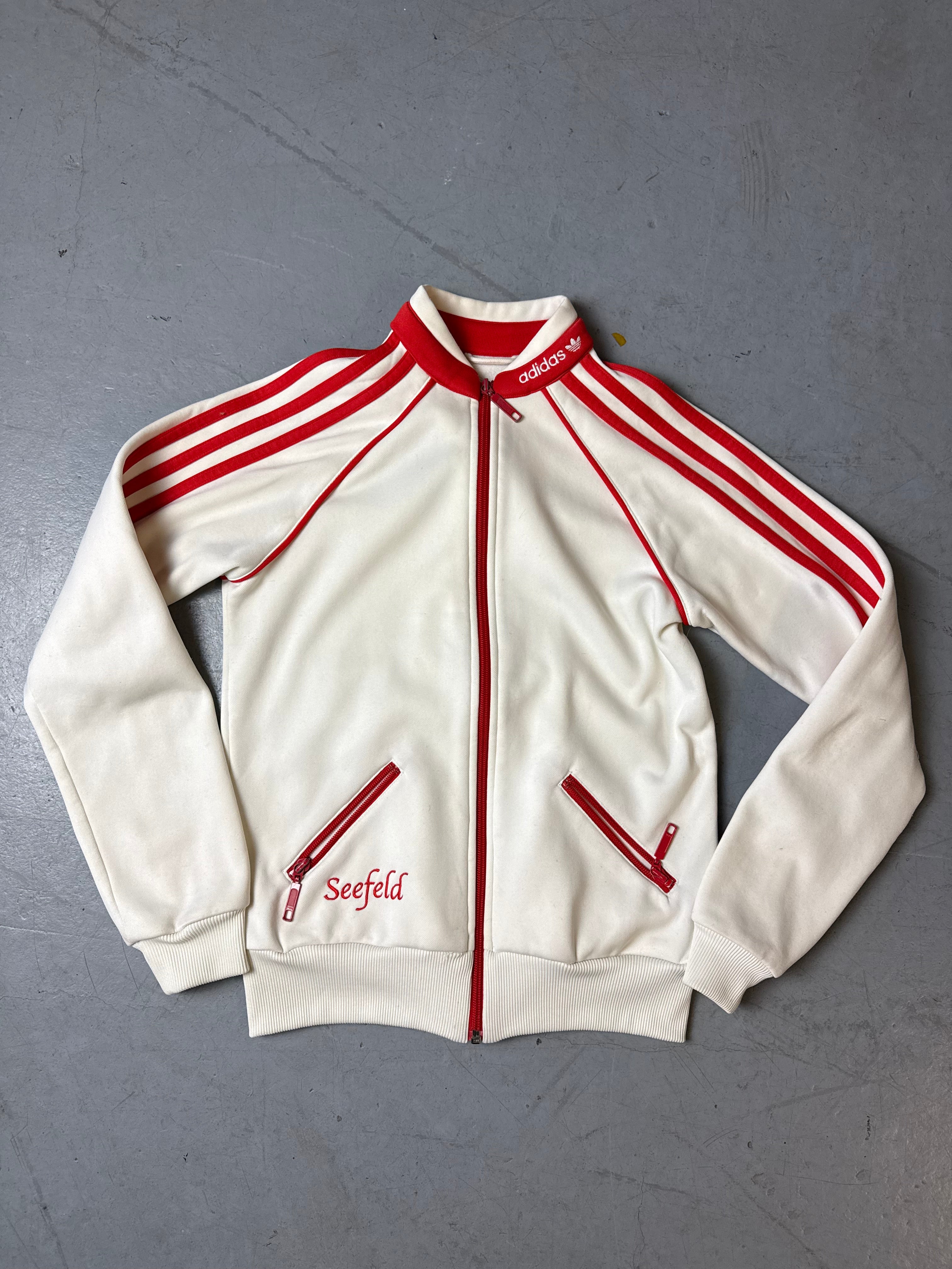 Vintage Adidas Seefeld White and Red Track Jacket S