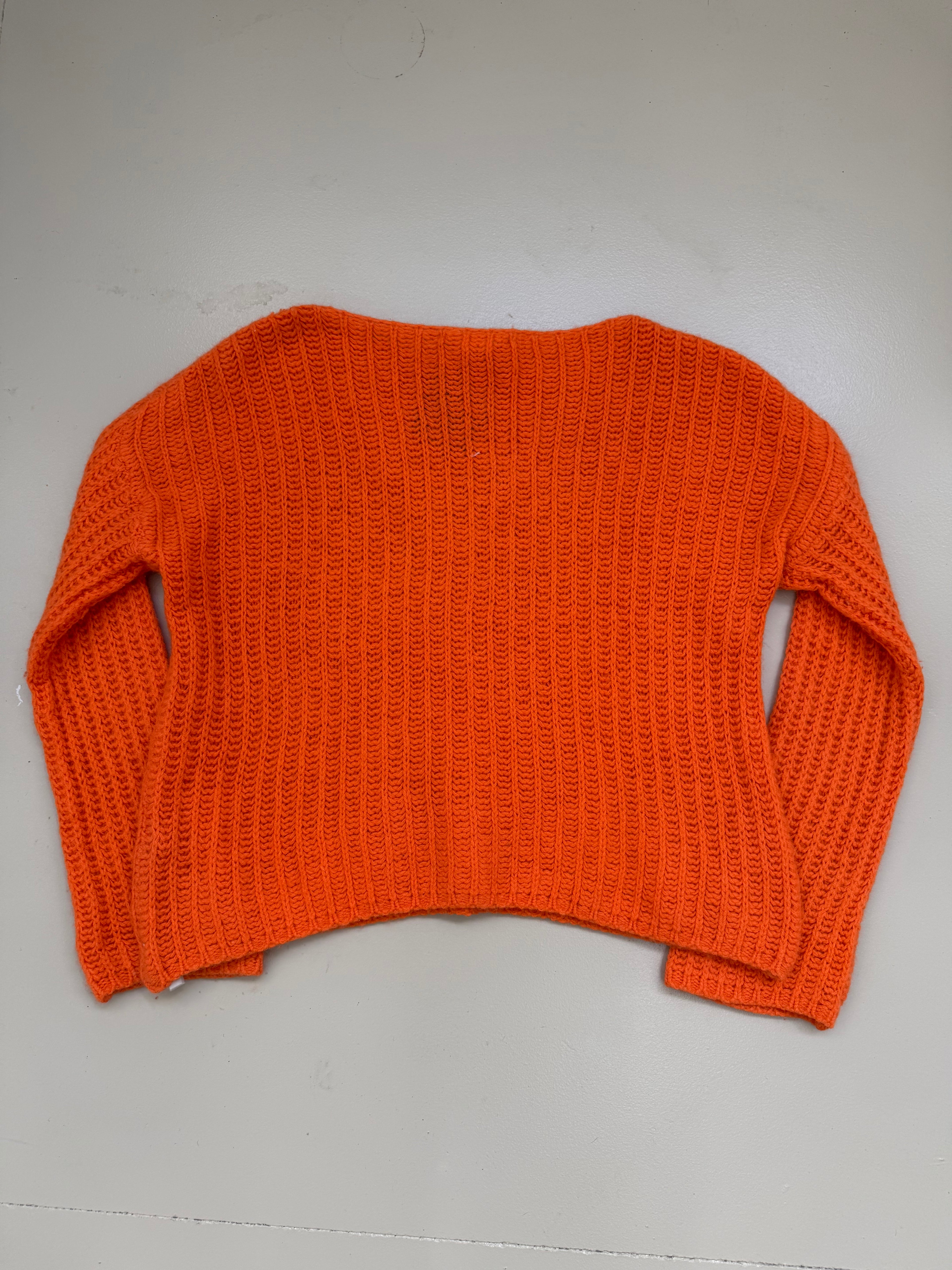 Vintage Orange Wool Knit Sweater L