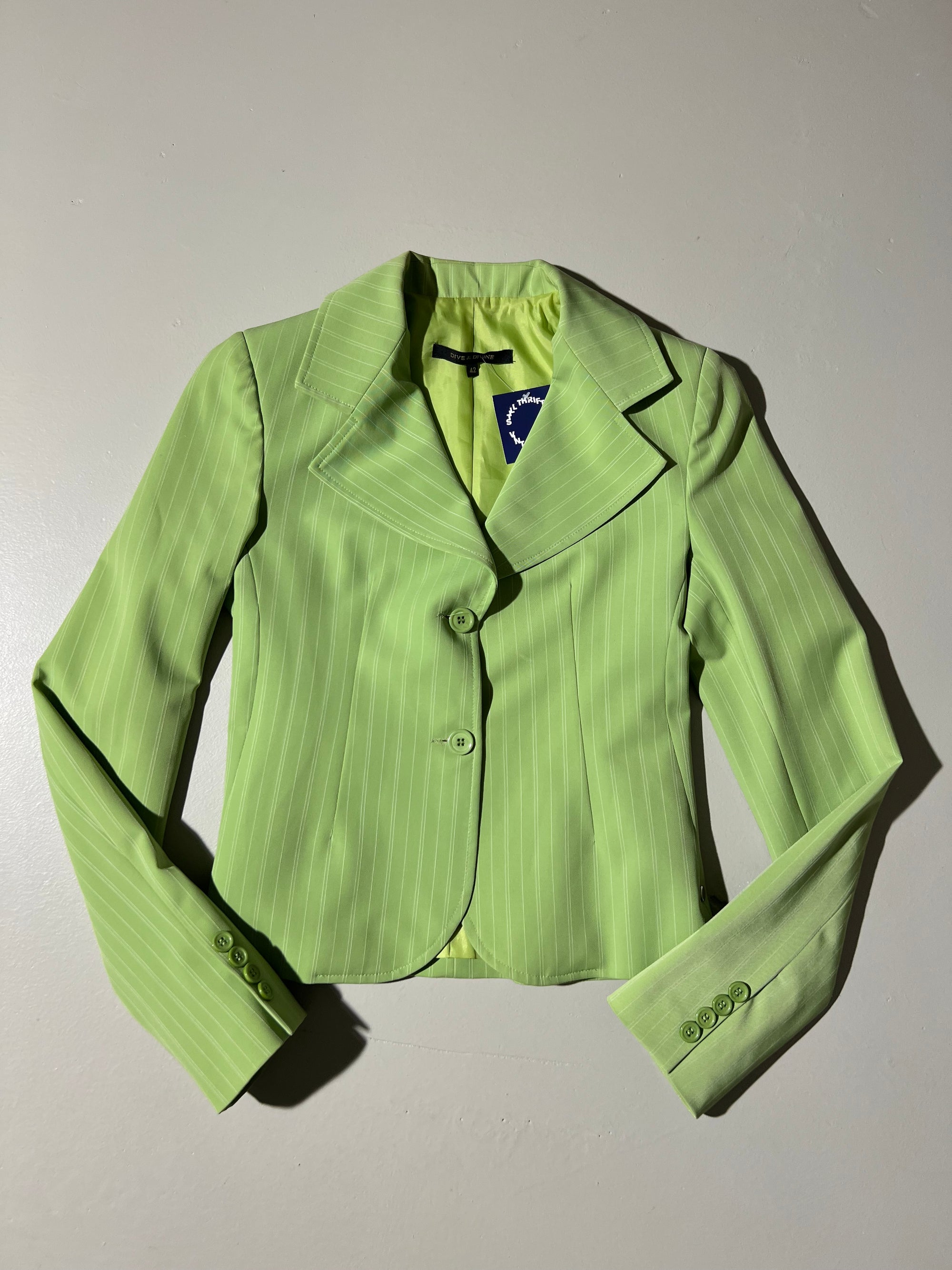 Vintage Green Striped Blazer S