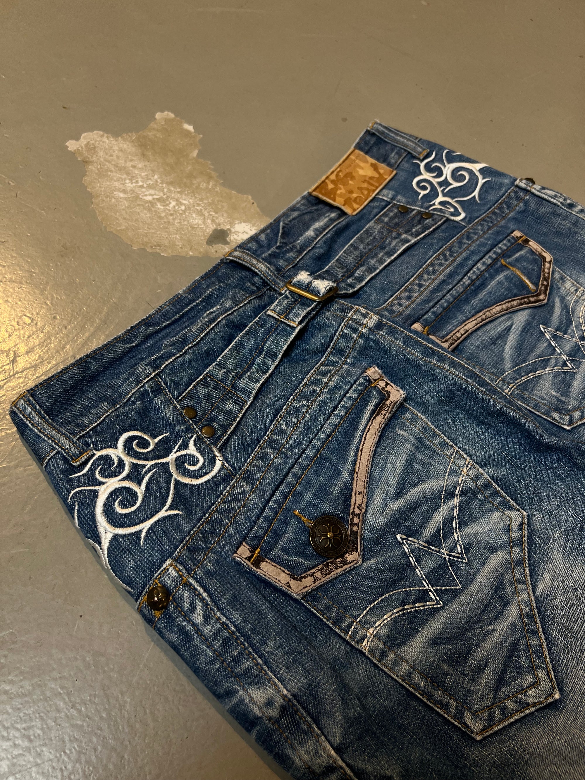 Vintage Stiched Tribal Big Train Blue Denim L/XL