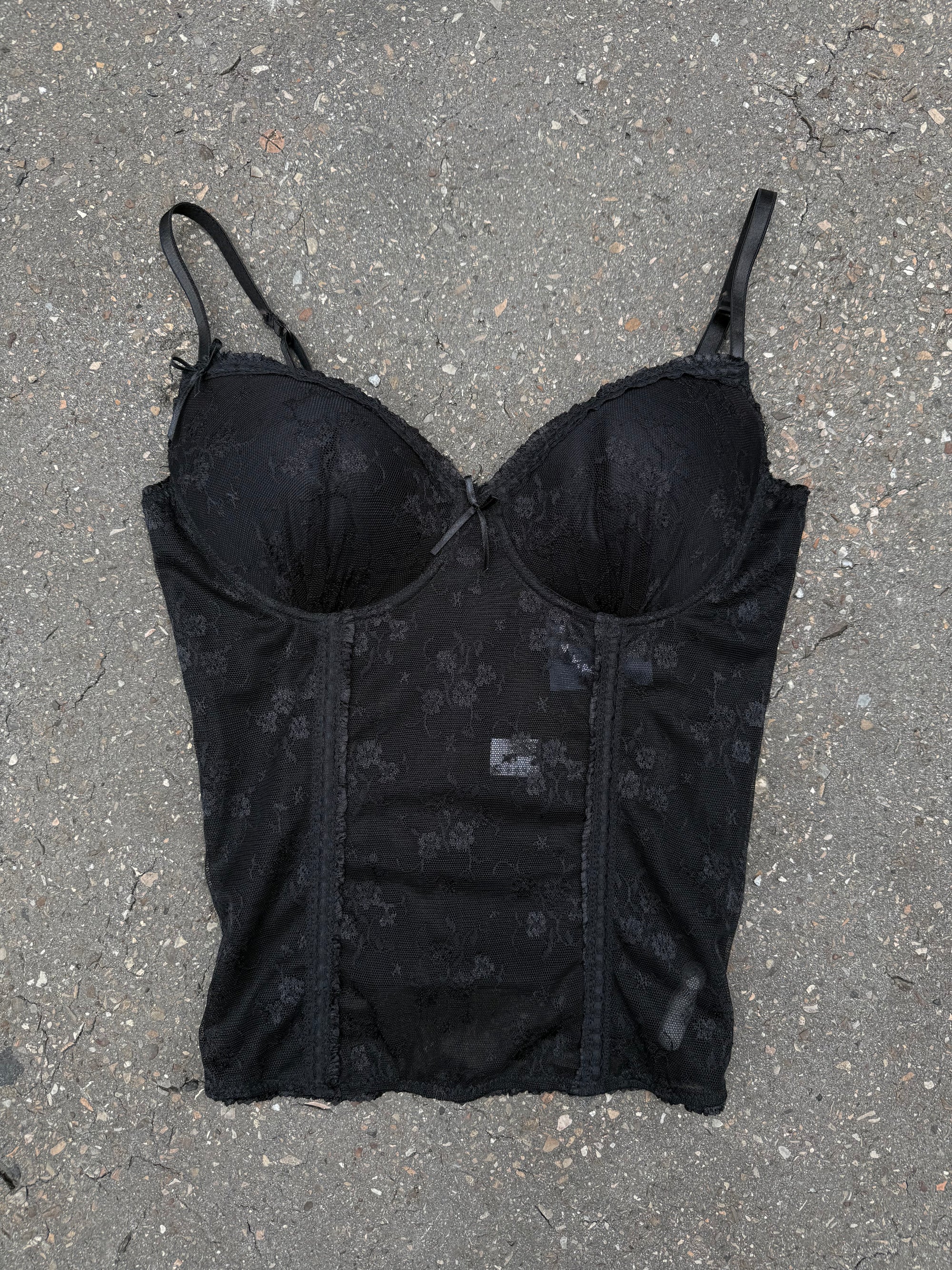 Vintage Black Push Up Lace Corsett Top S/M