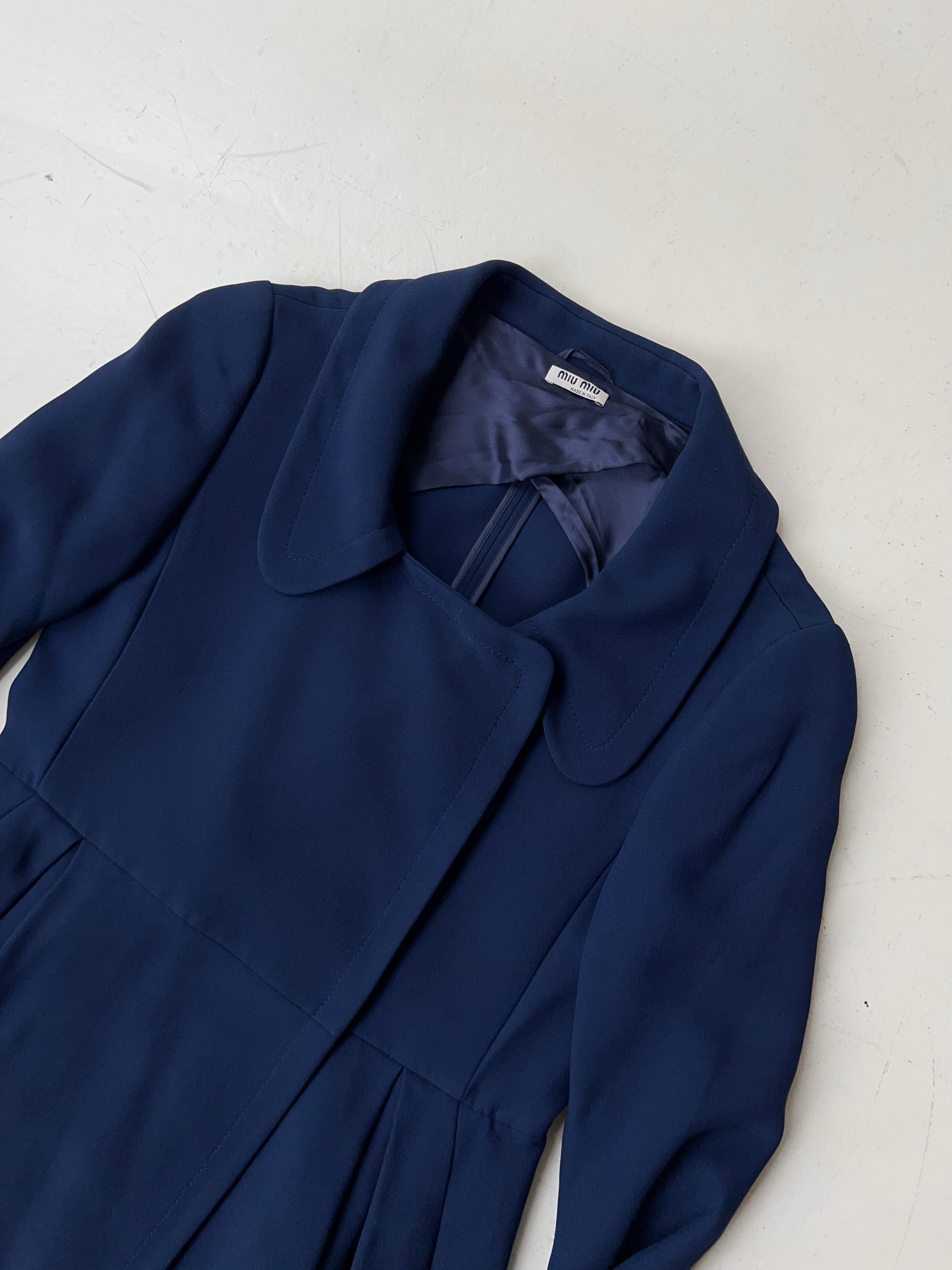 Vintage Miu Miu Navy Blue Cocoon Coat (L)