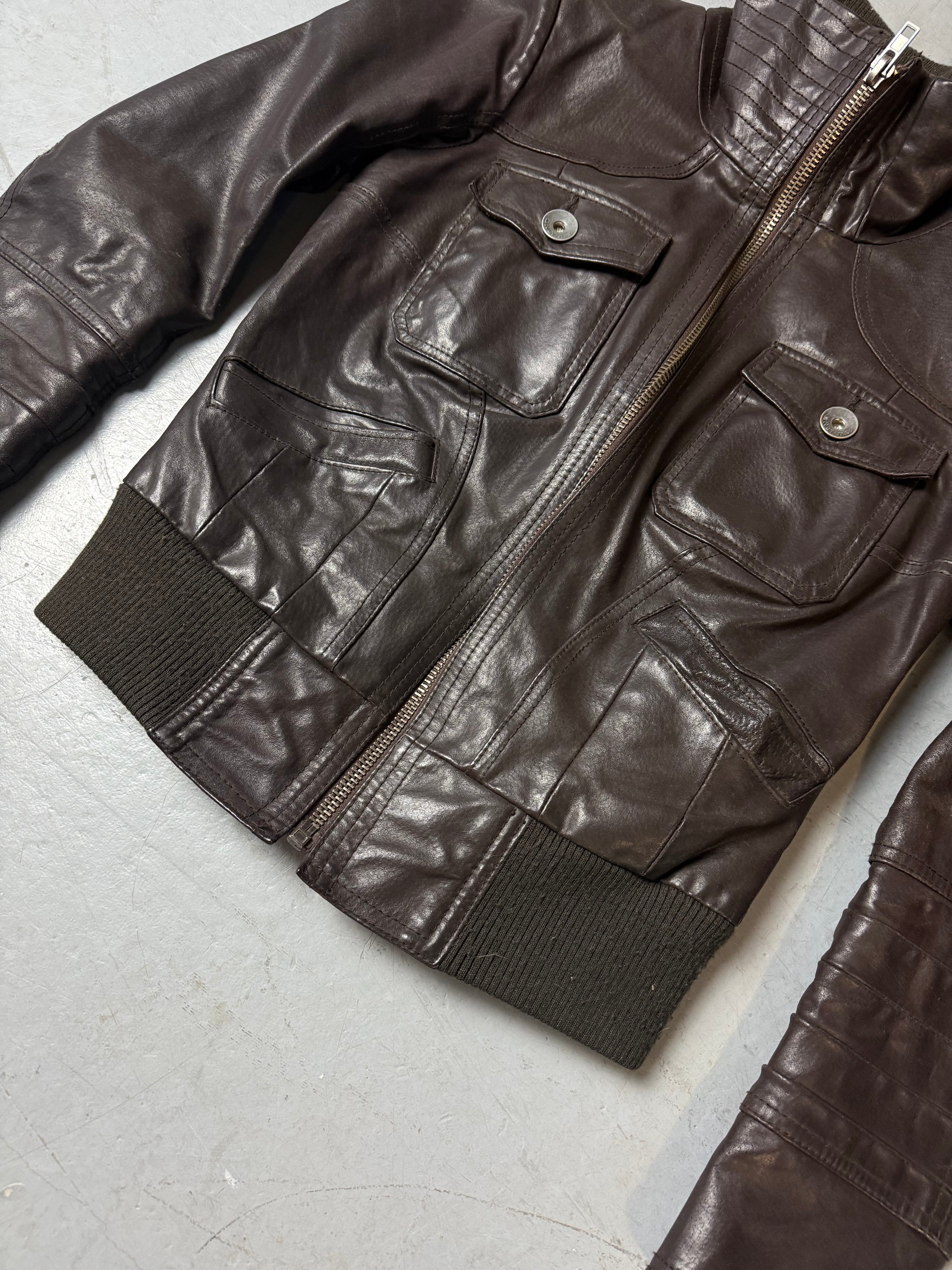 Vintage Only Dark Brown Leather Jacket M