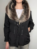 Vintage Missiko Black Winter Jacket with Faux Fur Collar M