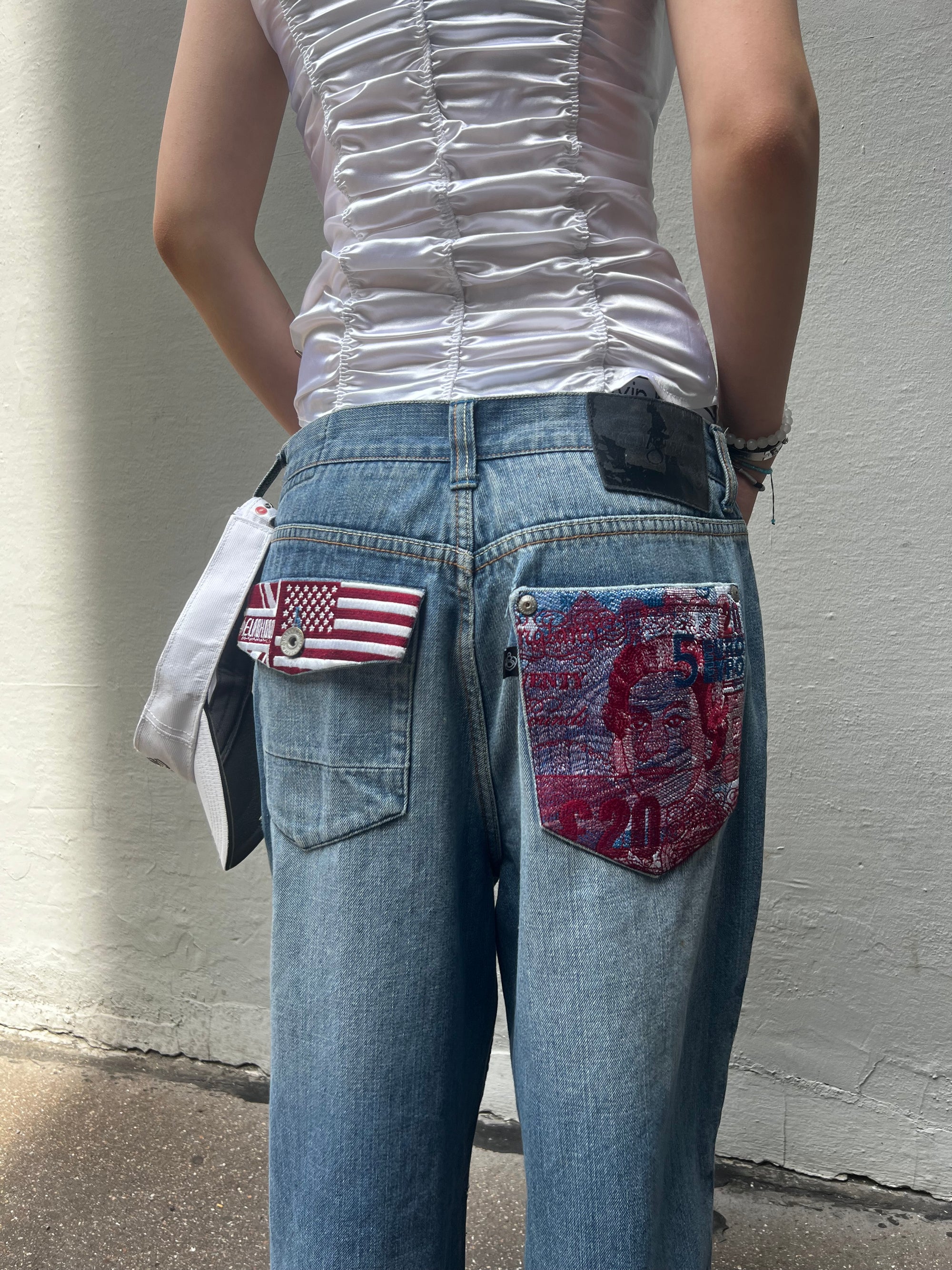 Vintage Printed Baggy Hip Hop Denim M/L
