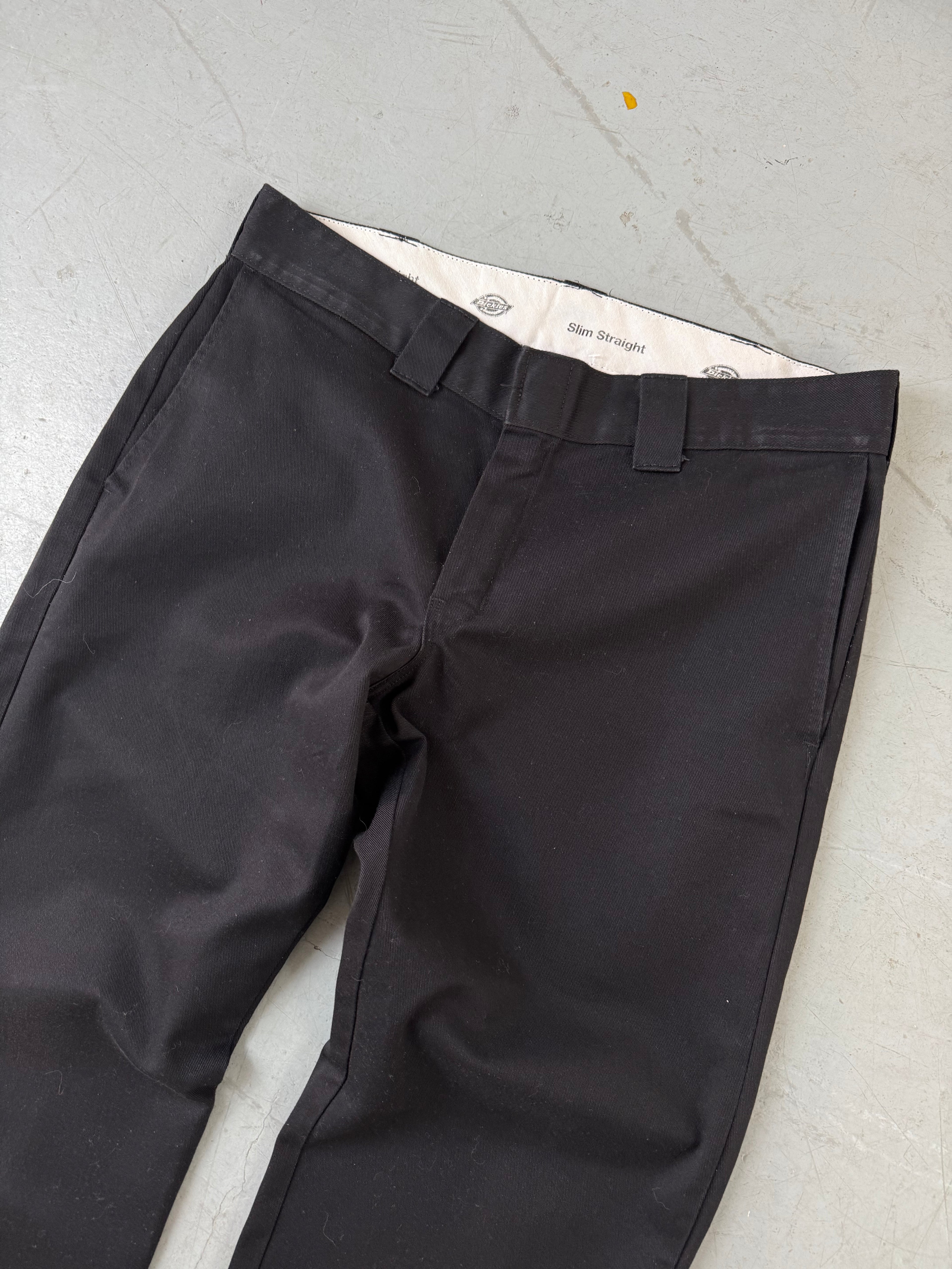 Vintage Dickies Black Slim Straight Pants für Herren. Y2K Second Hand 2000s Fashion