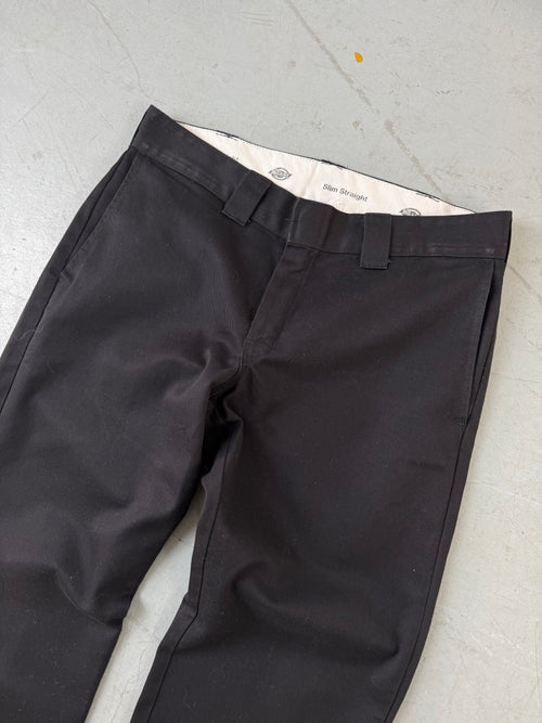 Vintage Dickies Black Slim Straight Pants für Herren. Y2K Second Hand 2000s Fashion