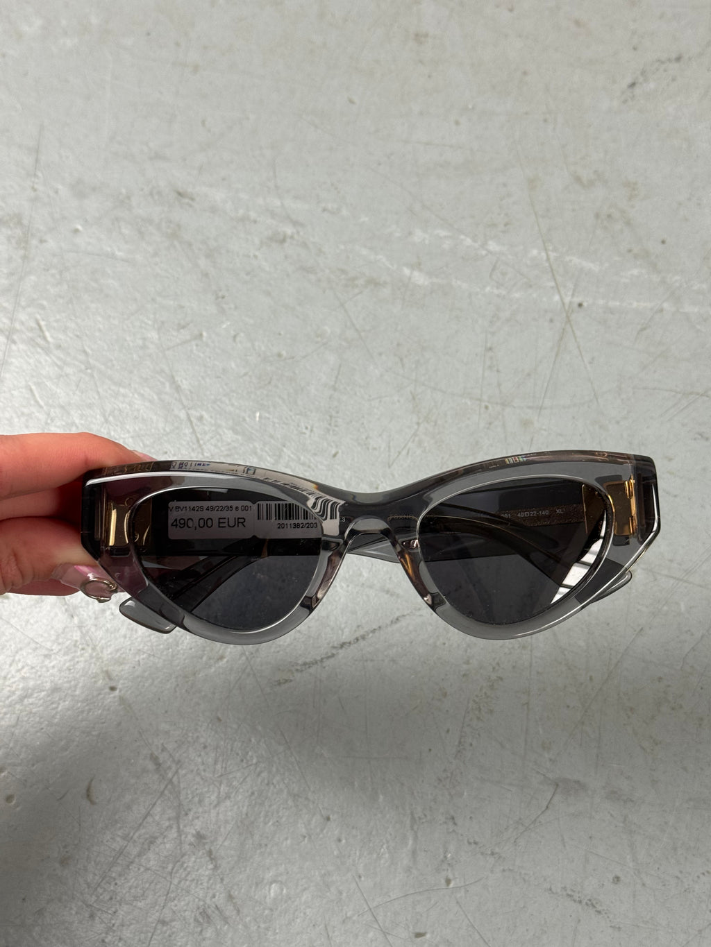 Bottega Veneta Grey and Gold Sunglasses Unisex. Y2K Second Hand 2000s Fashion