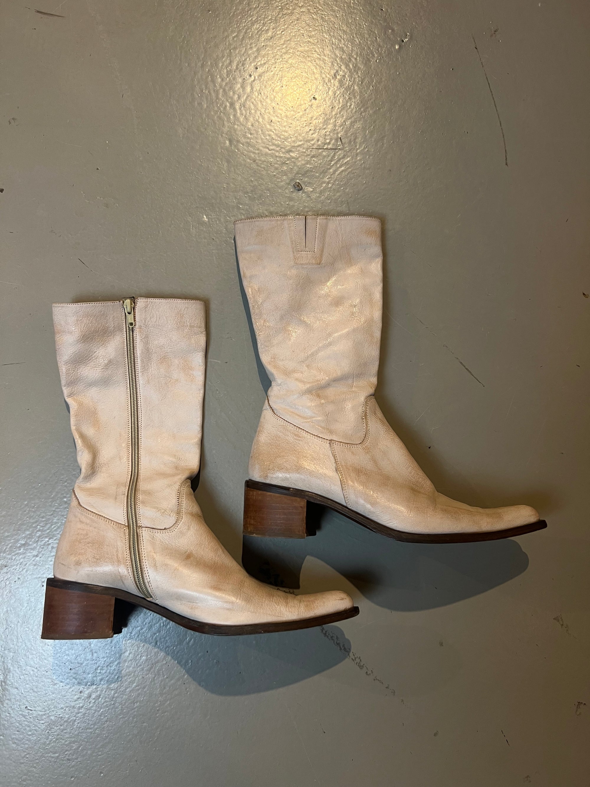 Vintage White/Beige Cowboy Boots 39