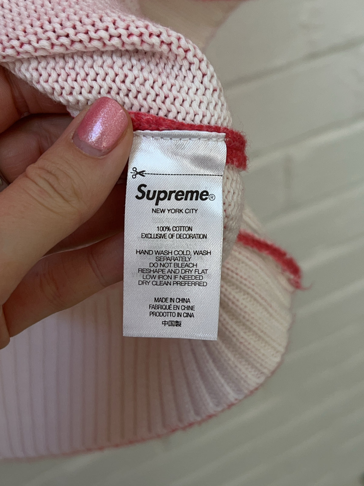 Supreme Printed Washed Knit Sweater Pink (L)