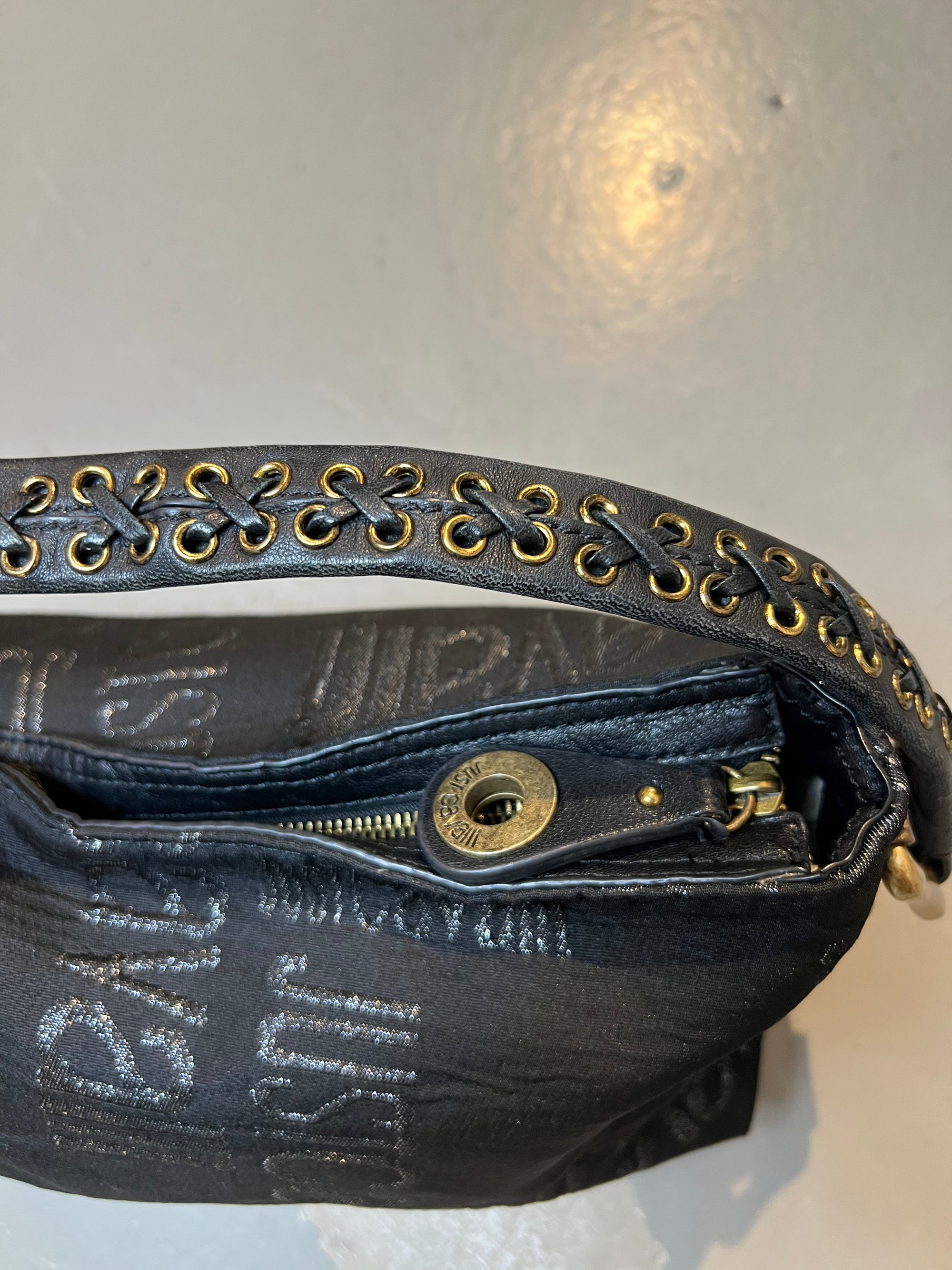 Vintage Just Cavalli Black and Gold Bag