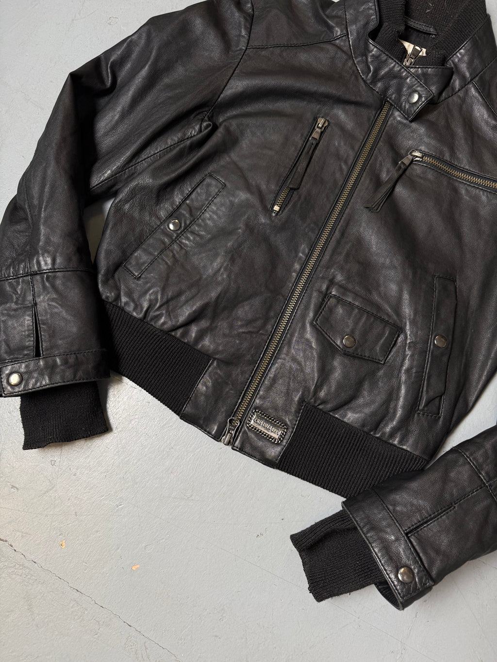 Vintage Cristina Effe Black Leather Jacket S