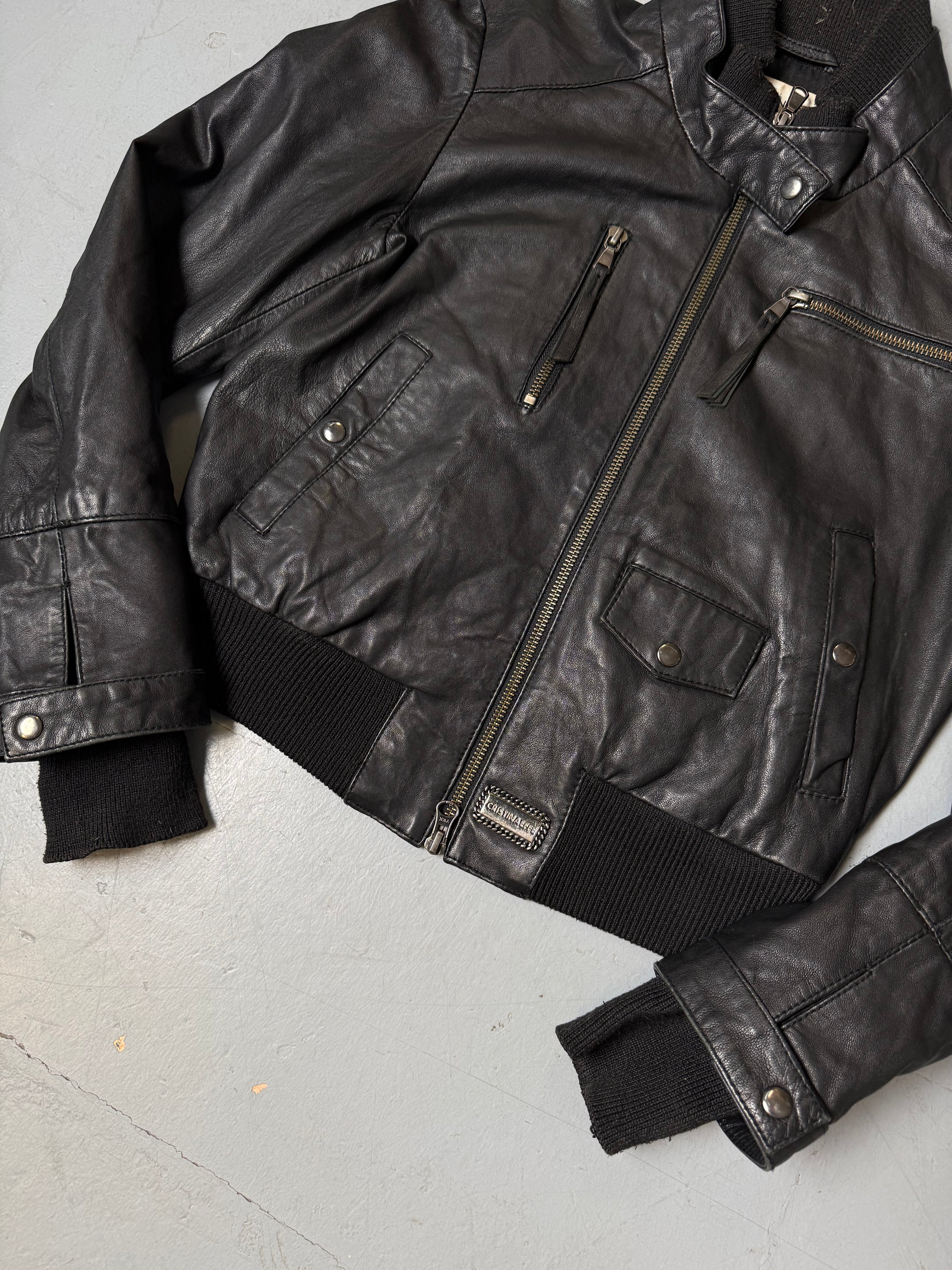 Vintage Cristina Effe Black Leather Jacket S