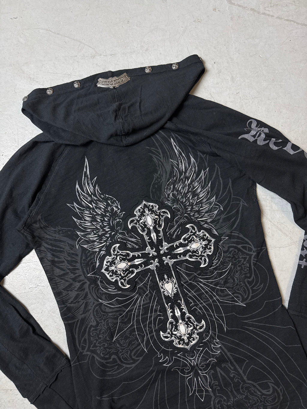 Vintage Rebel Spirit Black Hooded Longsleeve M/L