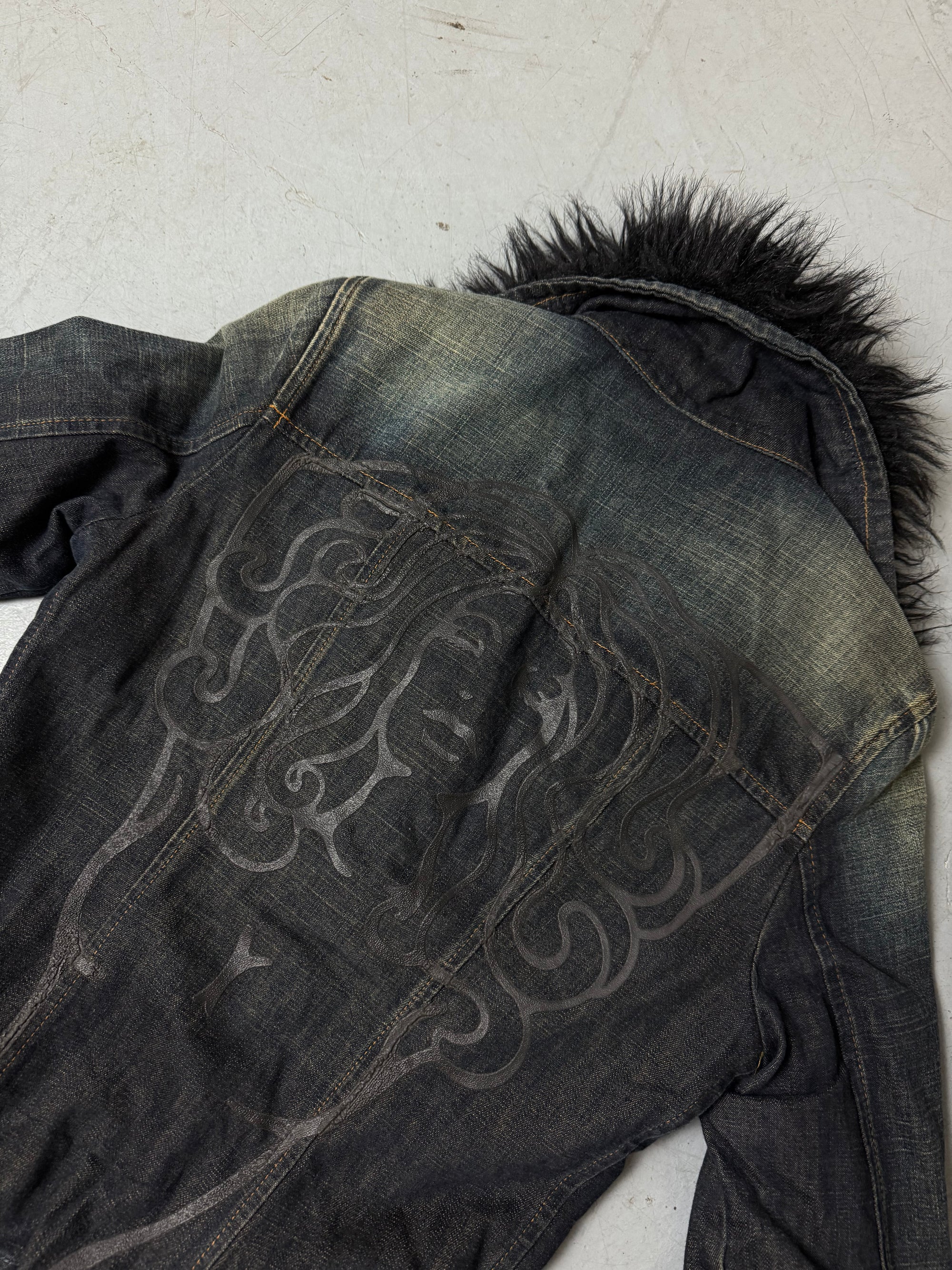 Vintage Miss Sixty Luxury Denim Jacket with Faux Fur S/M