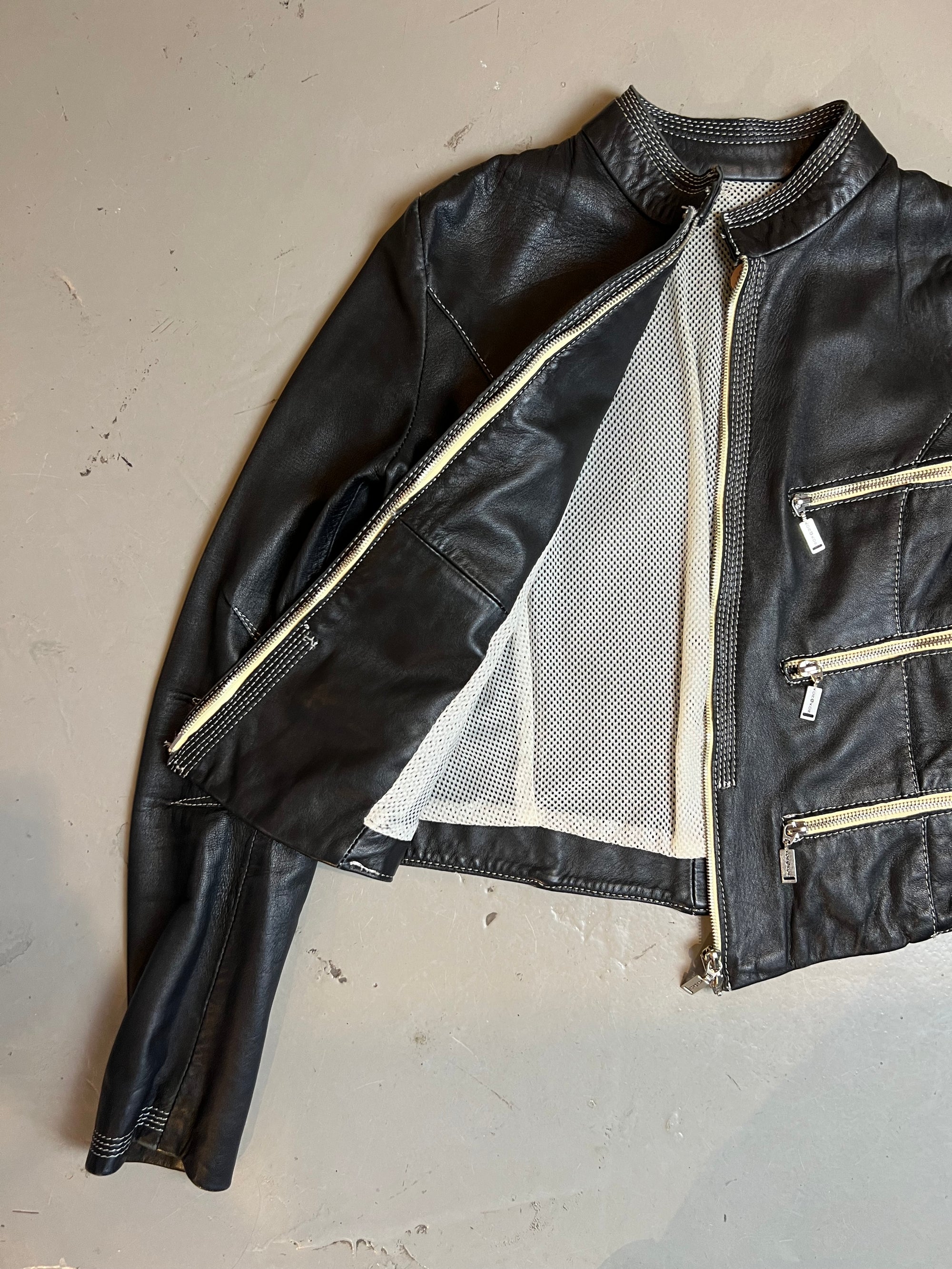 Vintage Zip Leather Jacket M