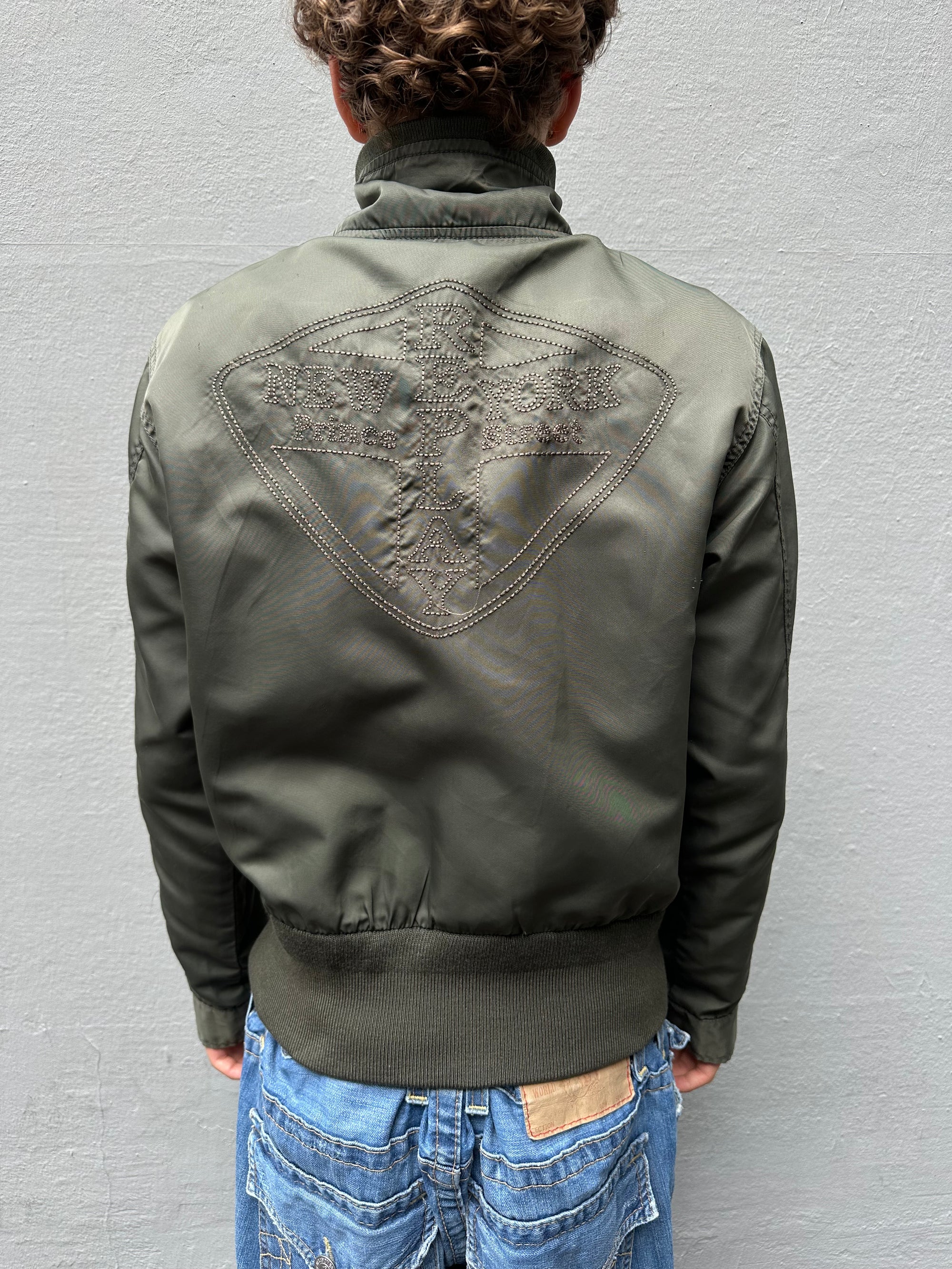 Vintage Green Replay Bomber Jacket S/M