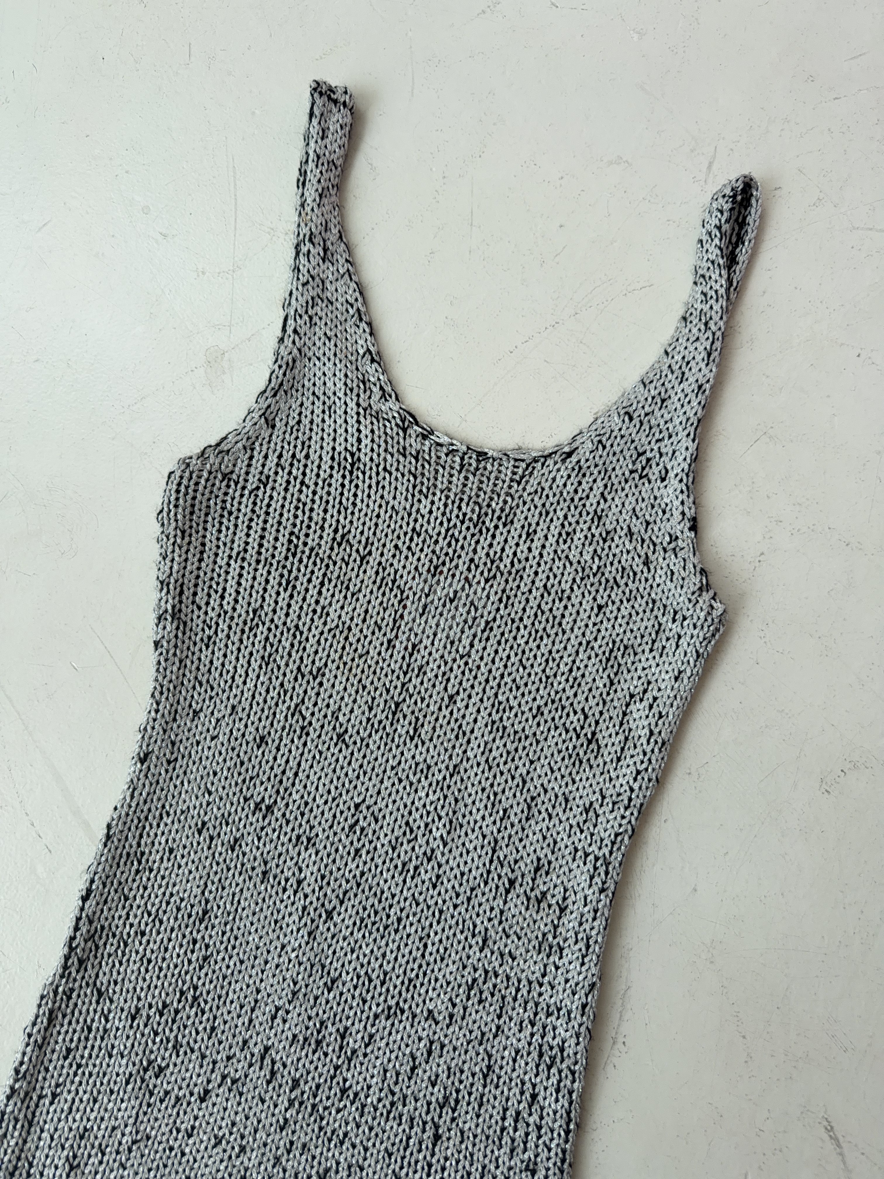 Vintage Silver Knit Dress (M)