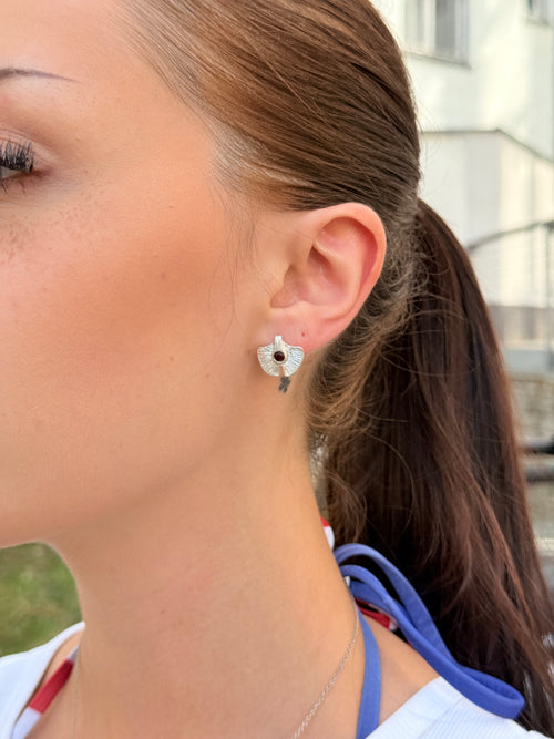 Vintage 925 Sterlingsilber Ginkgo Ohrstecker mit Granat