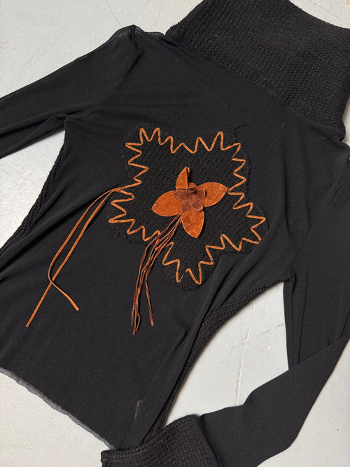 Vintage Black Mesh Knit Longsleeve M