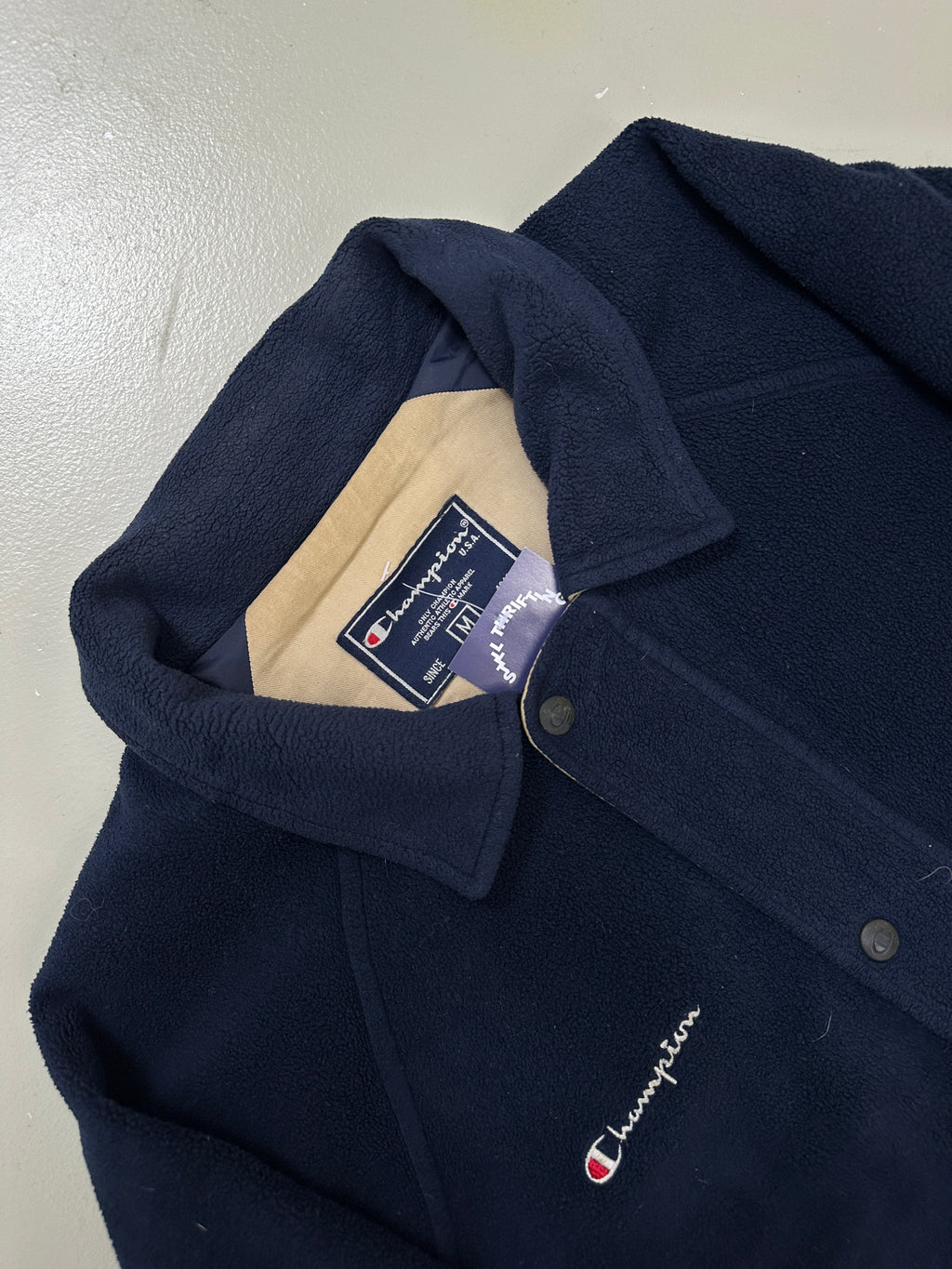 Vintage Champion Fleece Jacket für Herren. Y2K Second Hand 2000s Fashion 