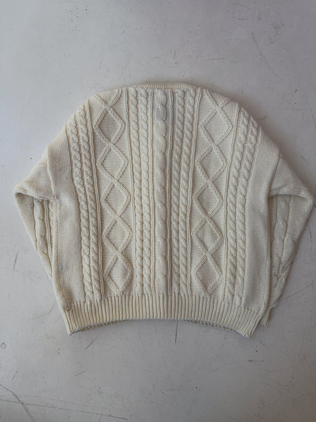Vintage Beige Knit Cardigan (XL)