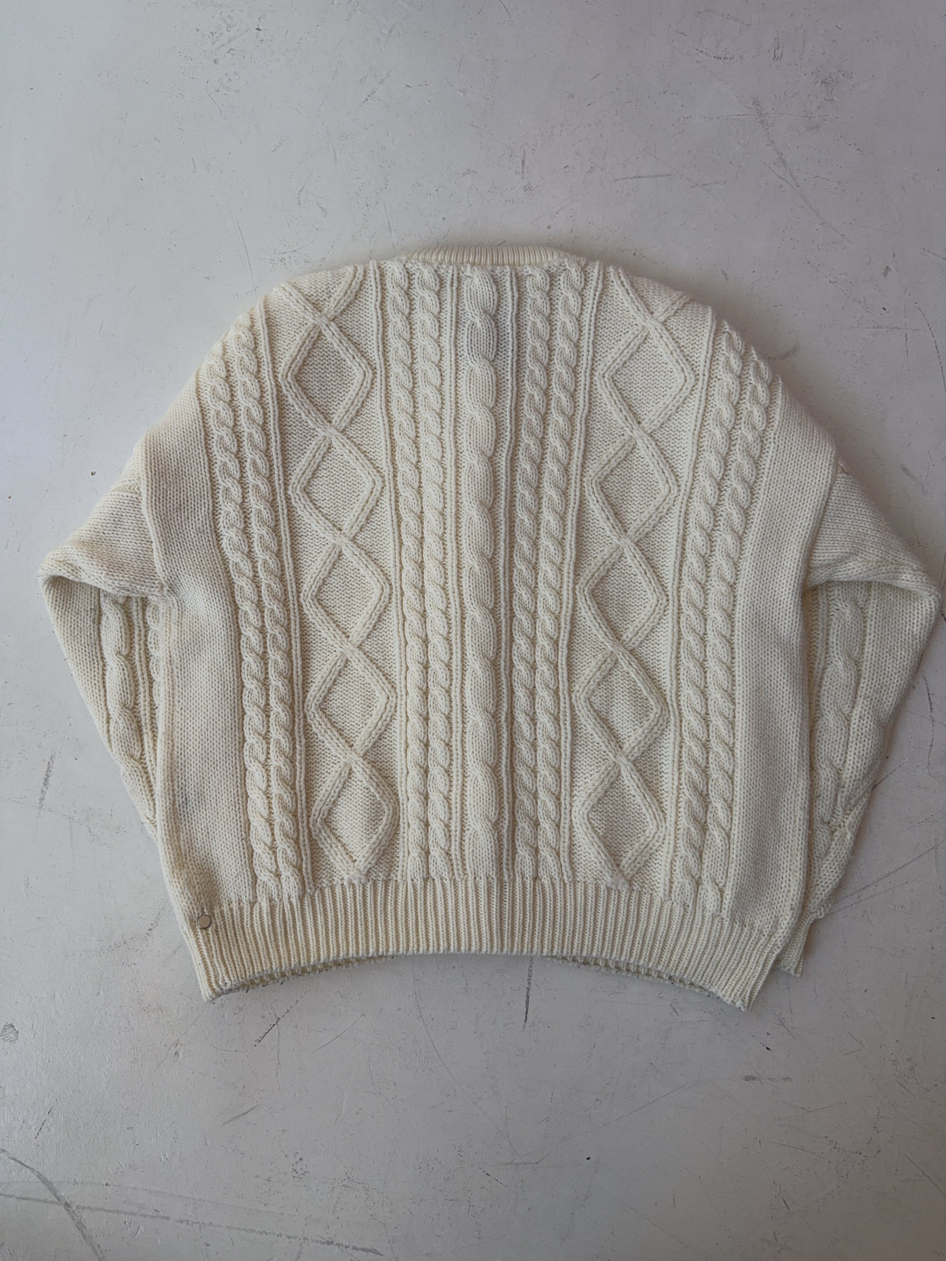 Vintage Beige Knit Cardigan (XL)