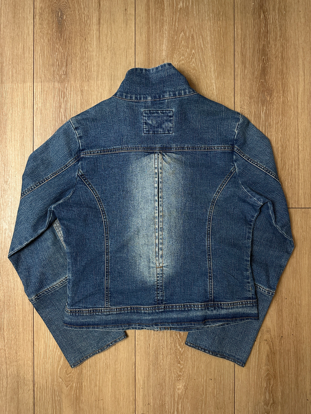 Produktbild von Vintage Asymmetrical Denim Side Button Jacket XS/S von hinten