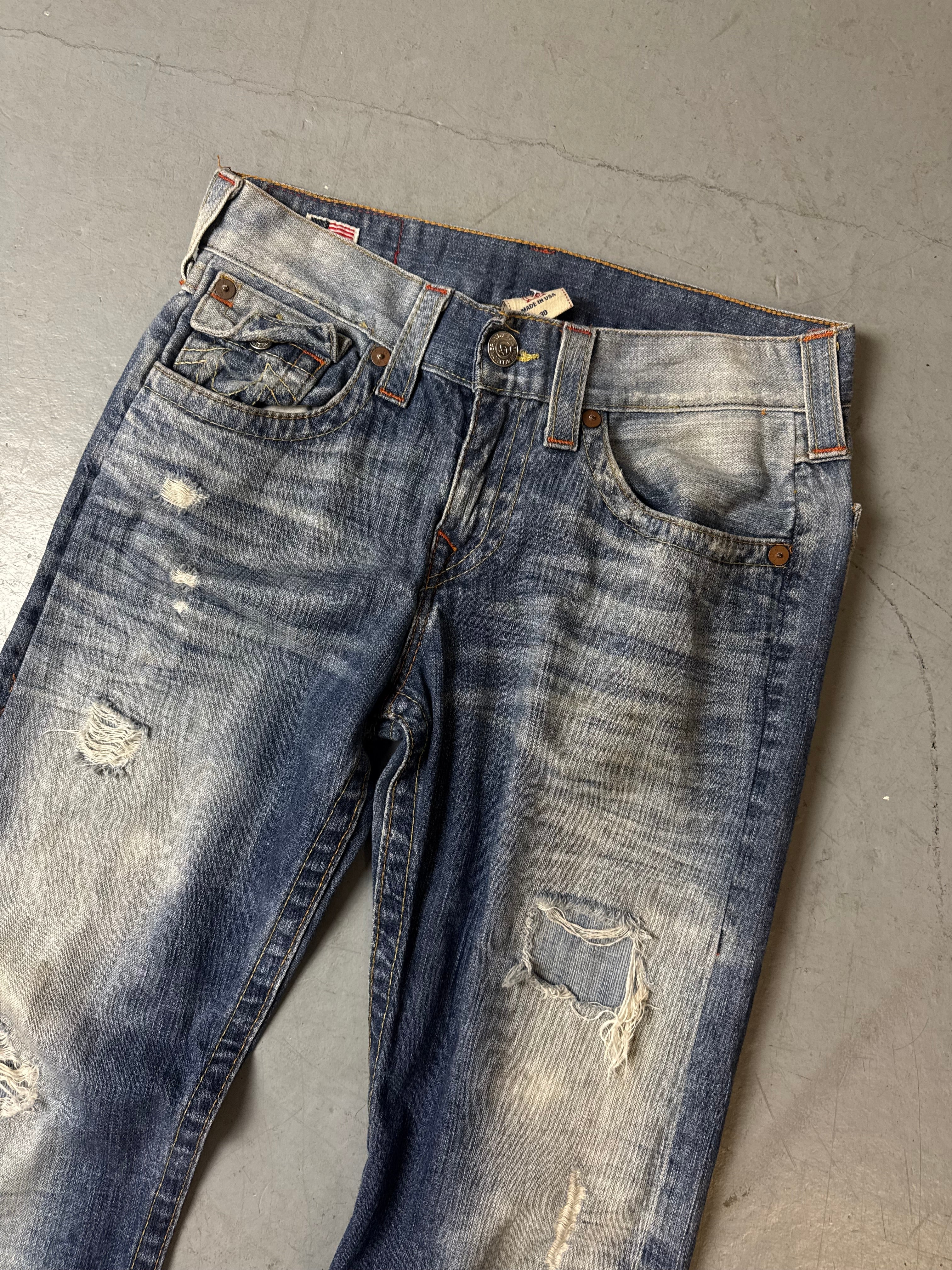 Detailbild von Vintage True Religion Bootcut Denim von vorne