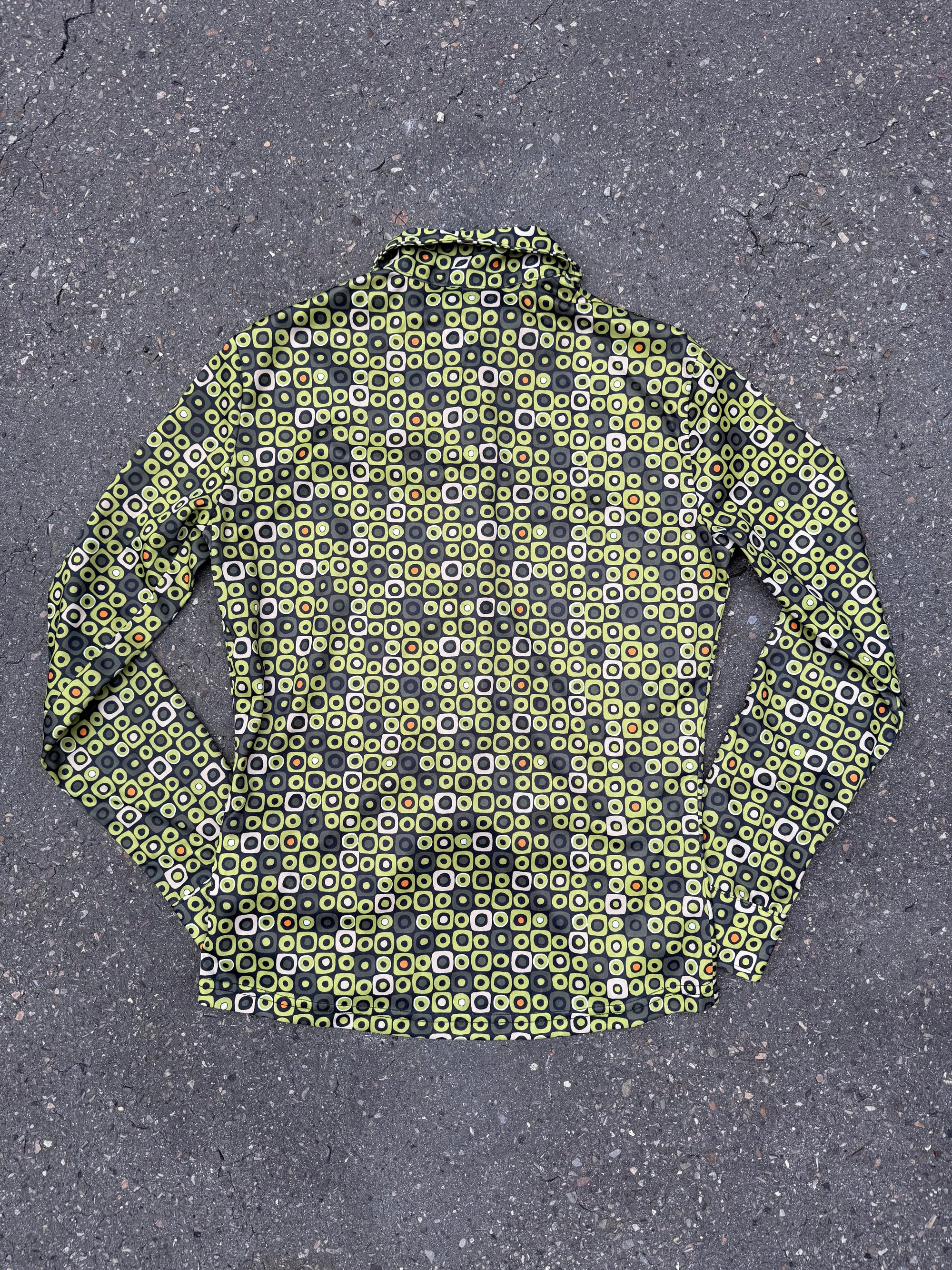 Vintage Green 80s Style Button Up Blouse S