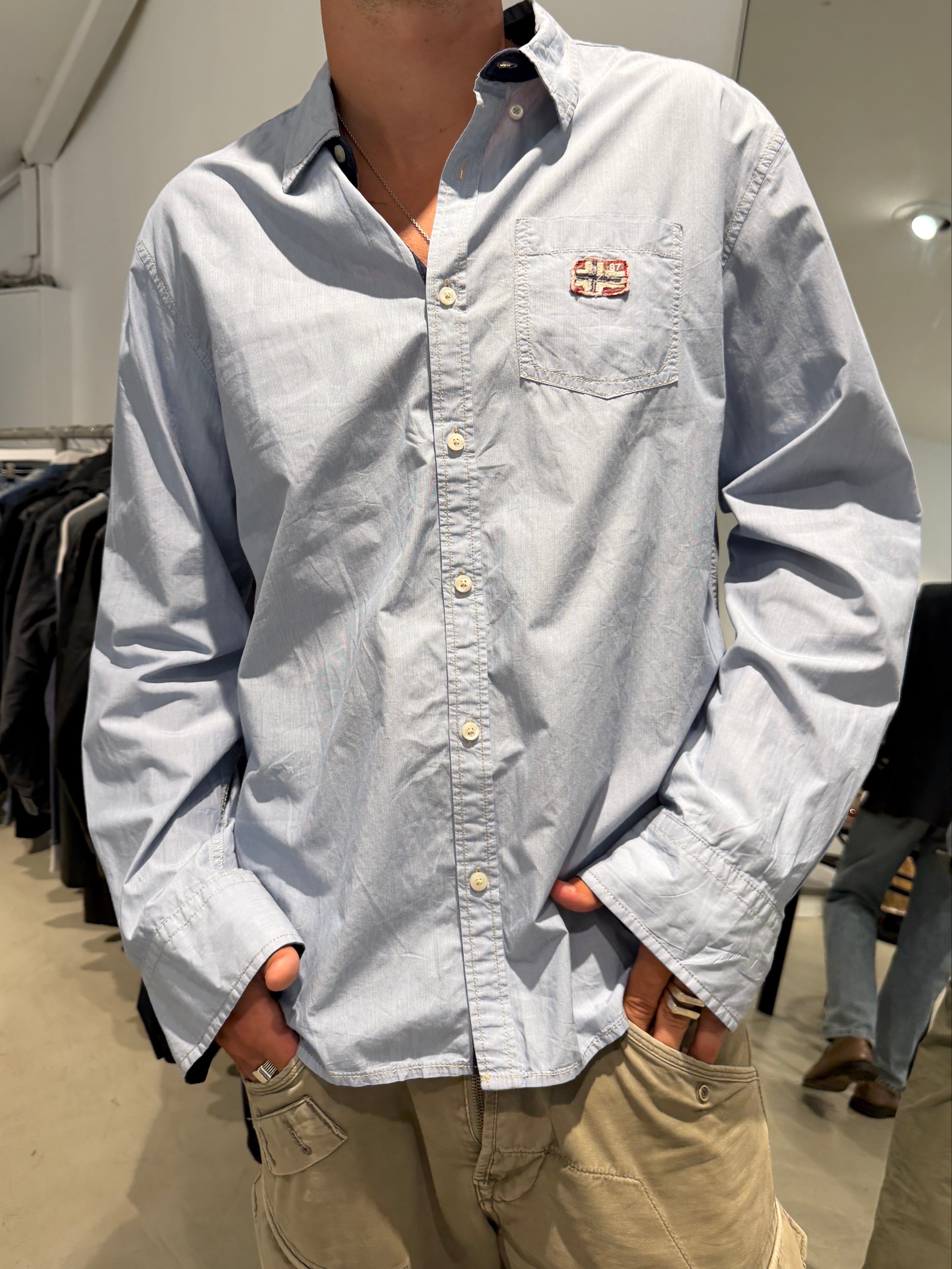 Vintage Napapijri Blue Shirt (XL)
