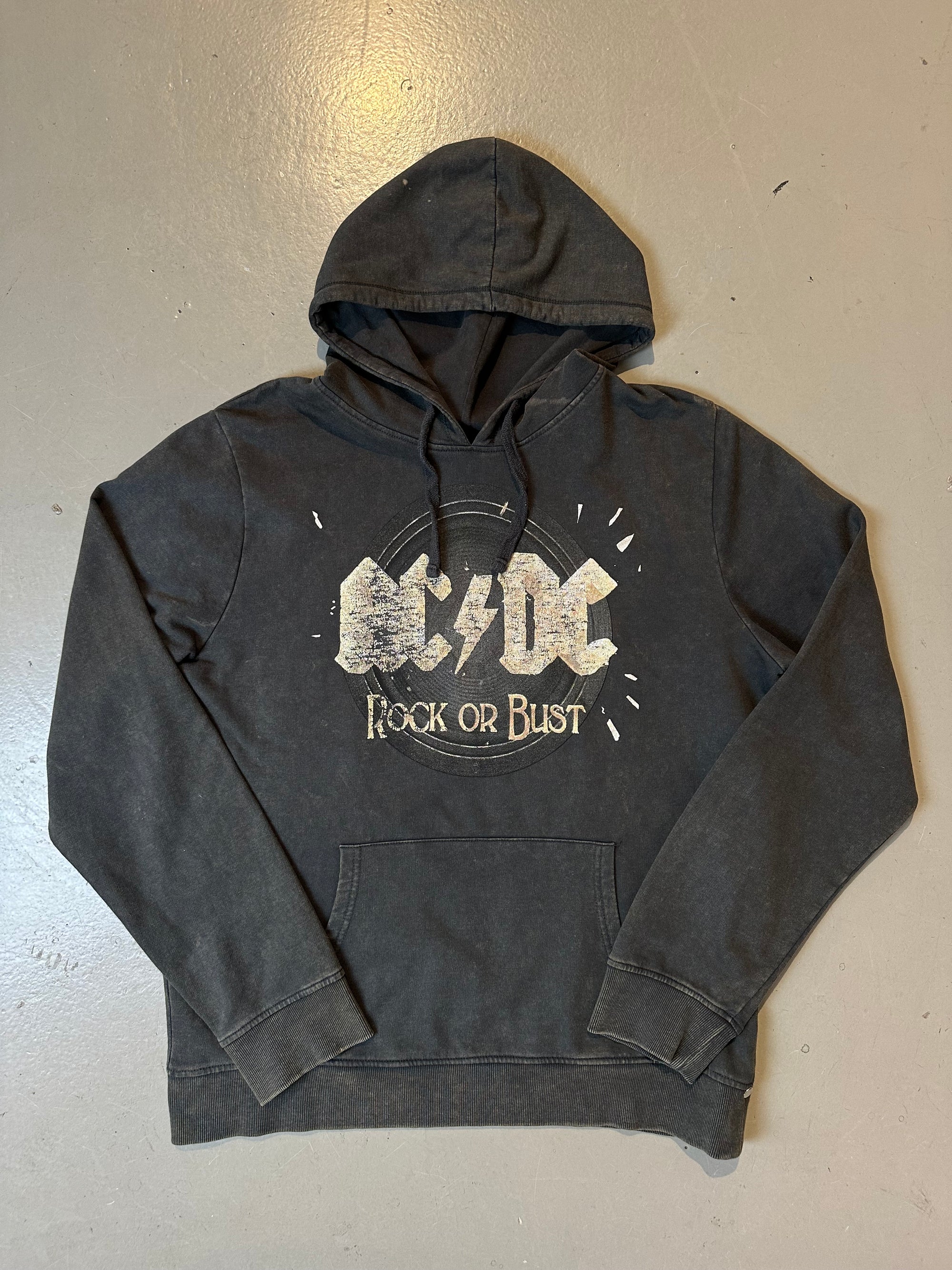 Vintage Grey Washed ACDC Hoodie L/XL